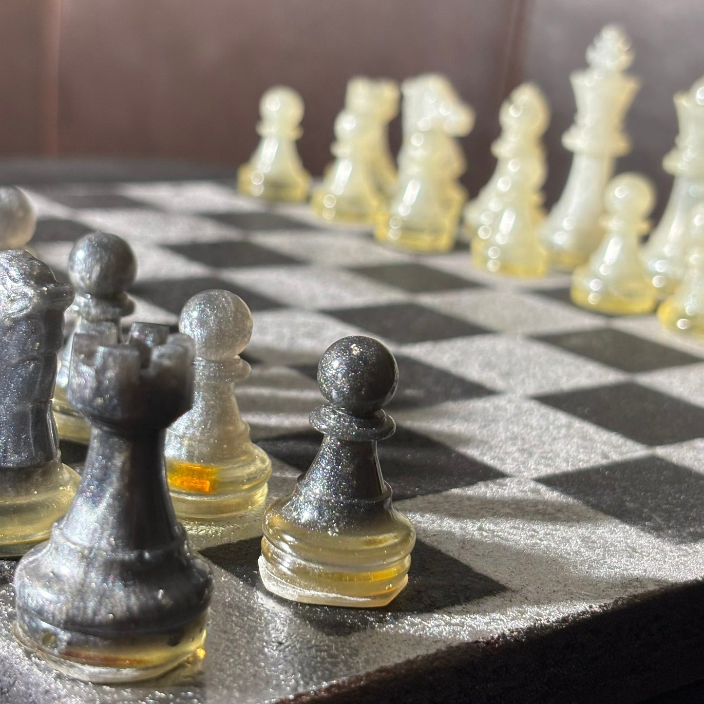 Silver & Black - Painted Chess Set