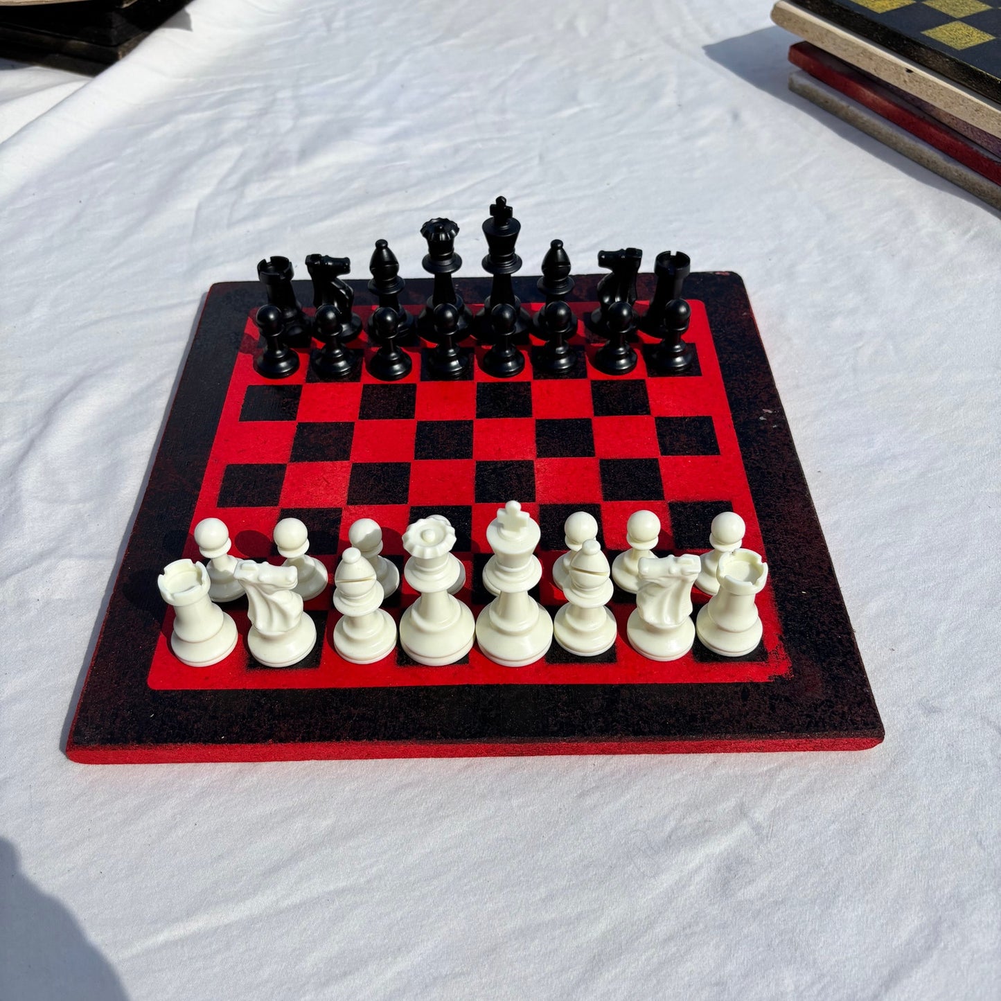 Red & Black - Painted Chess Set