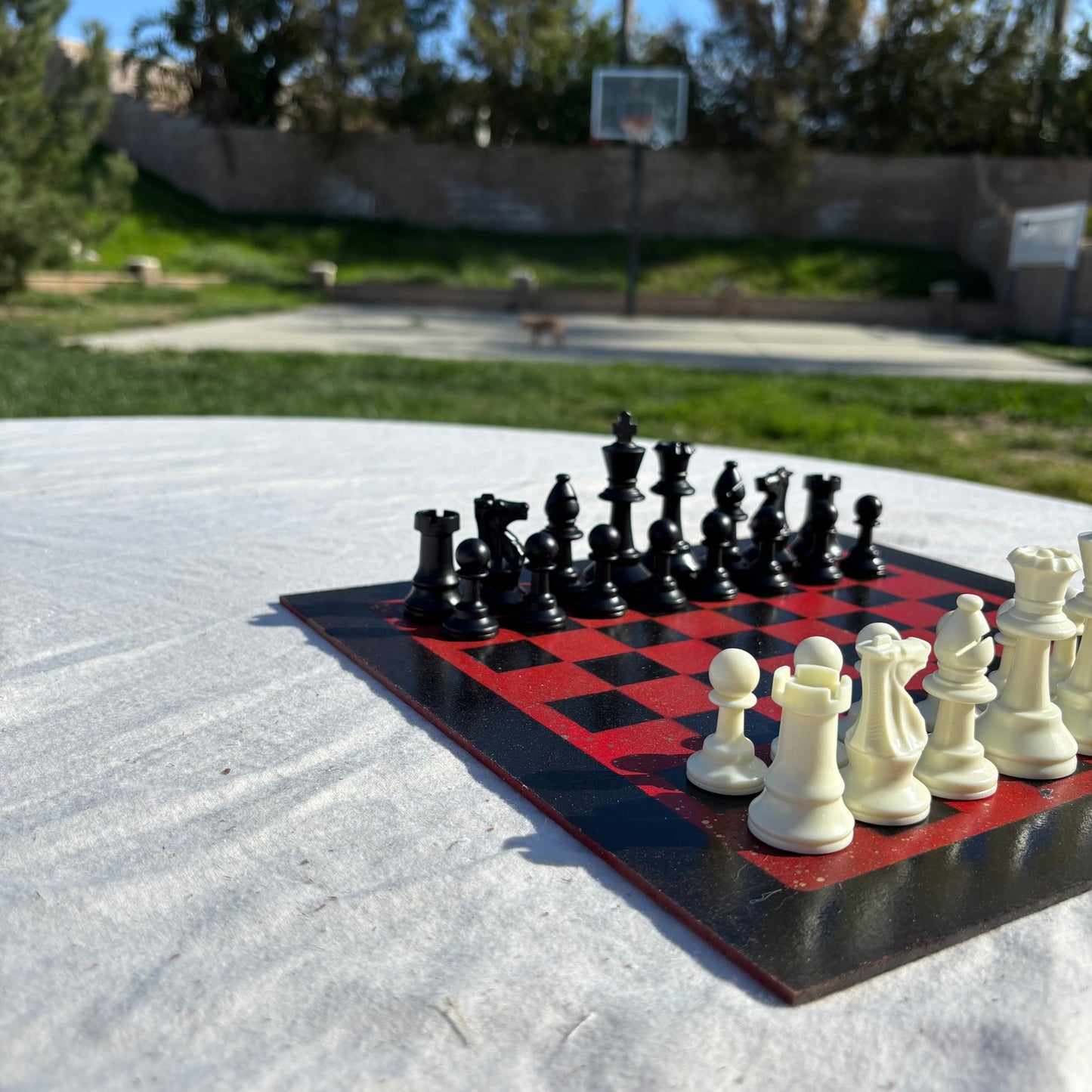 Simple Red - Painted Chess Set