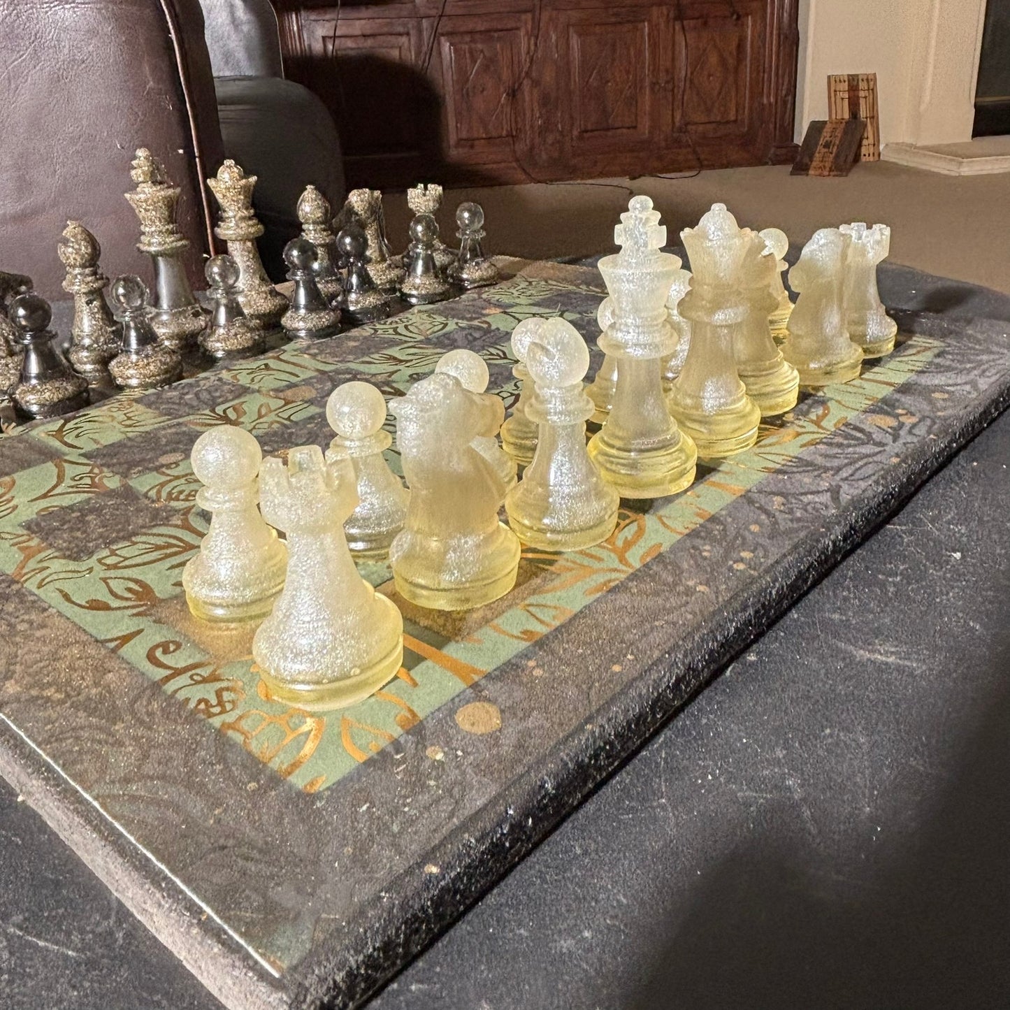 Golden Vintage Green - Scrapbook Chess Set