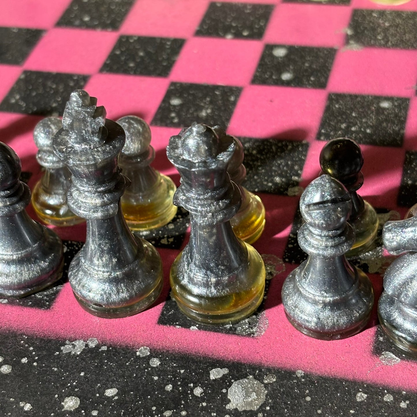 Chrome Drip Pink - Painted Chess Set