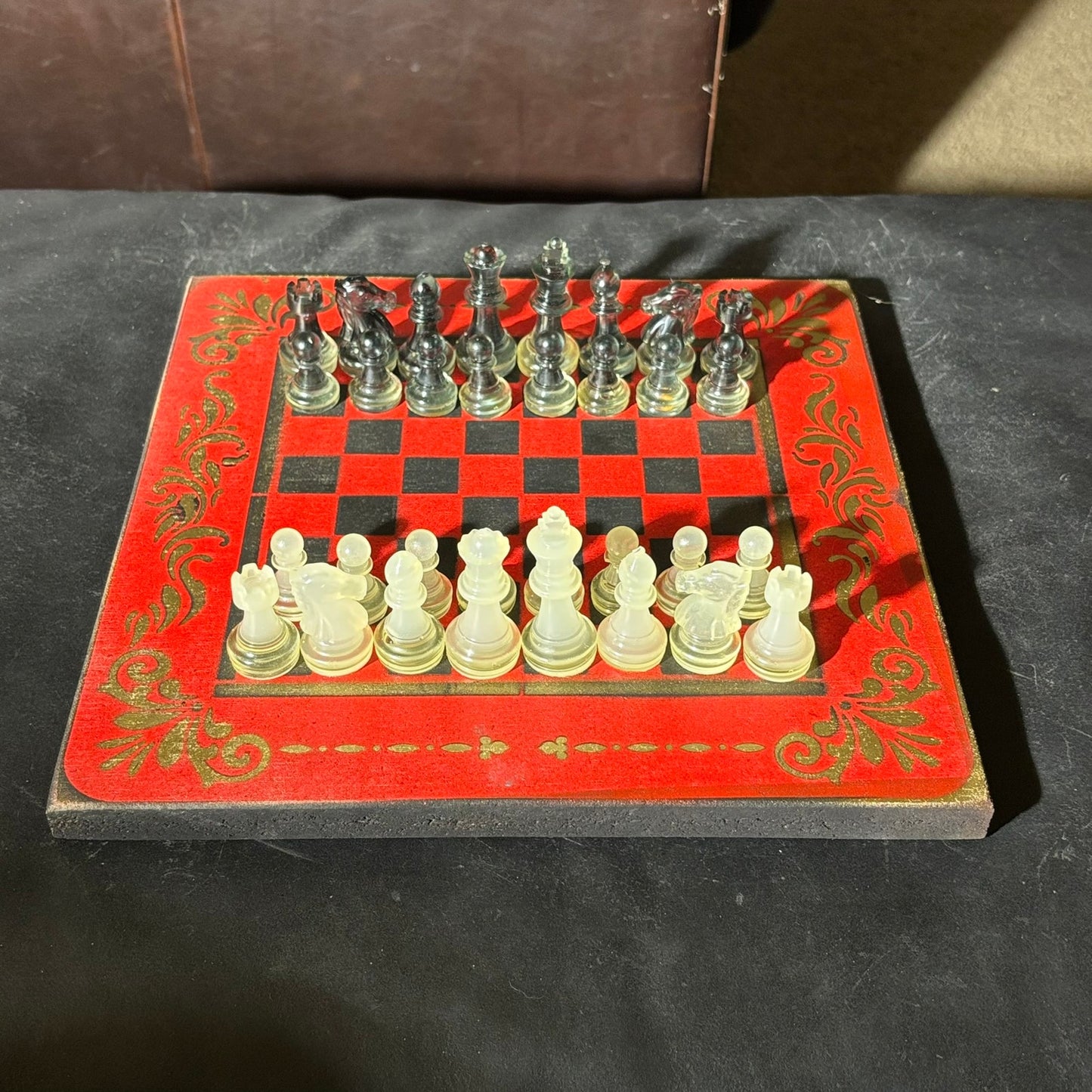 Golden Black & Red - Painted Chess Set