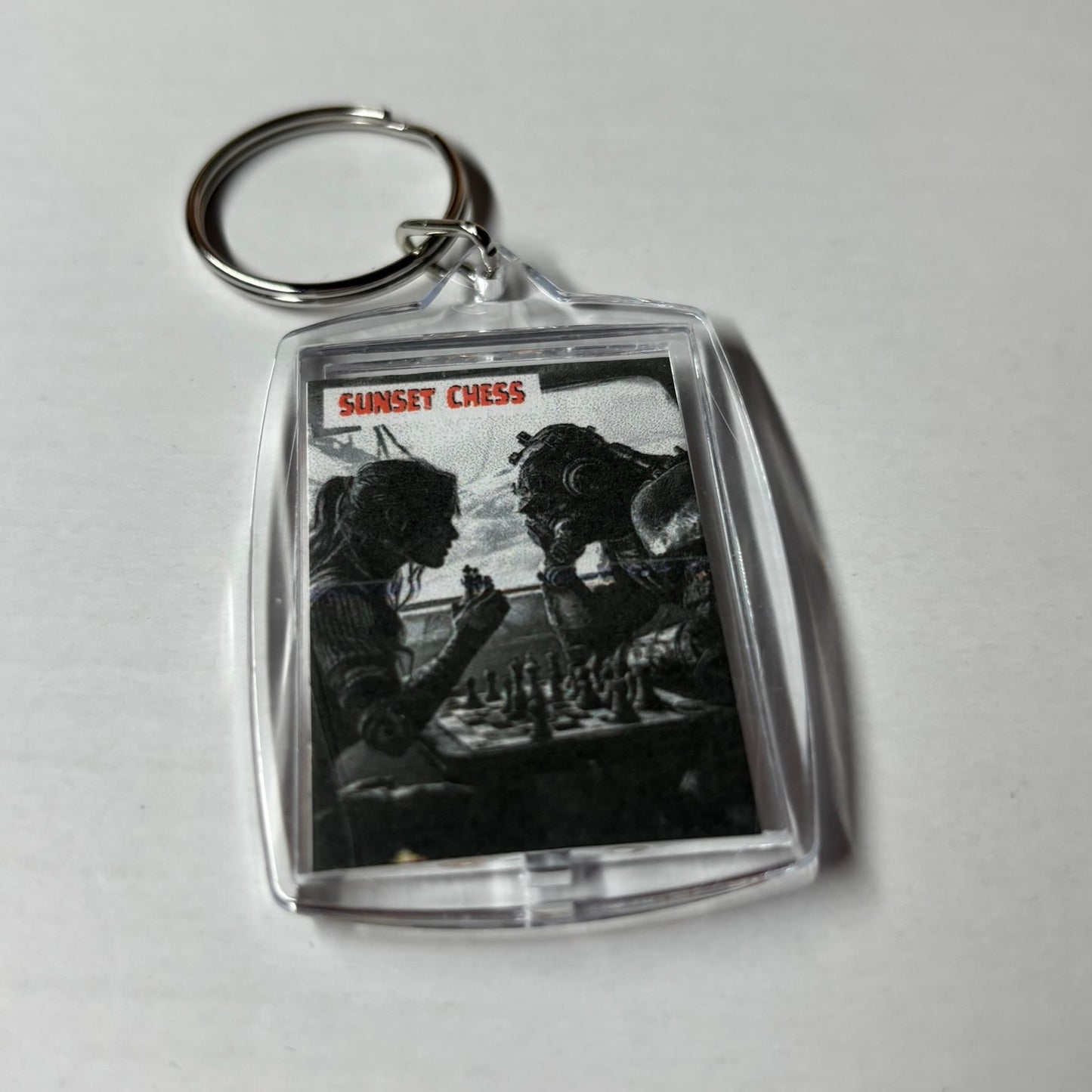 Black & White War - Sunset Chess Photo Keychain
