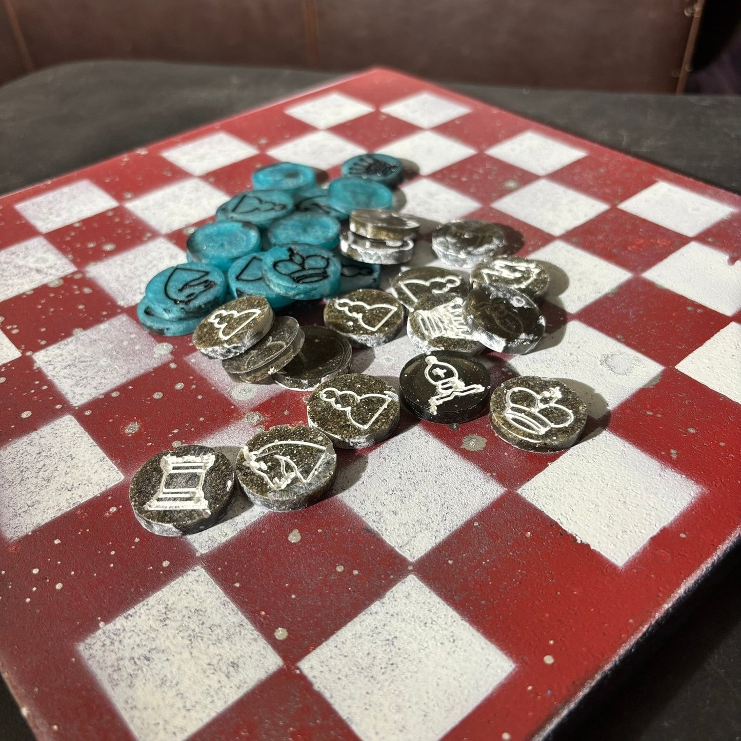 Red Chrome Drip - Painted Chess Set