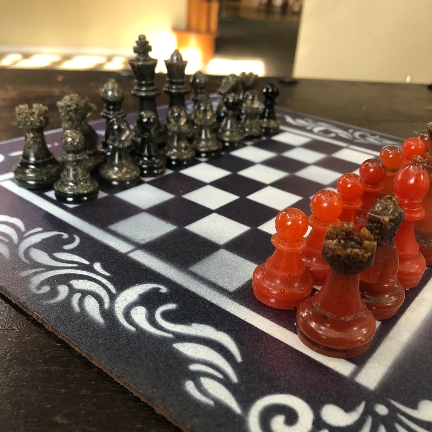 Opal Purple Space - Painted Chess Set