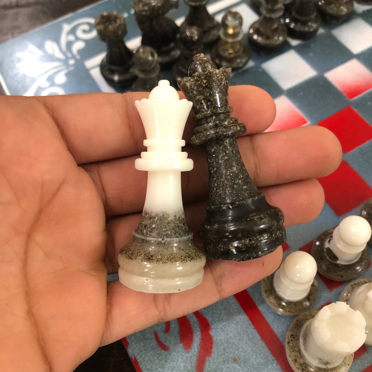 Royal Green & Blue - Painted Chess Set