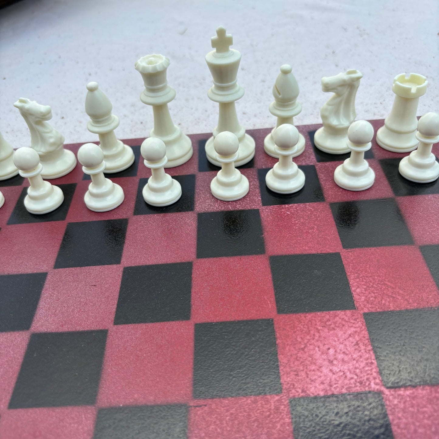 Burgundy Red - Painted Chess Set