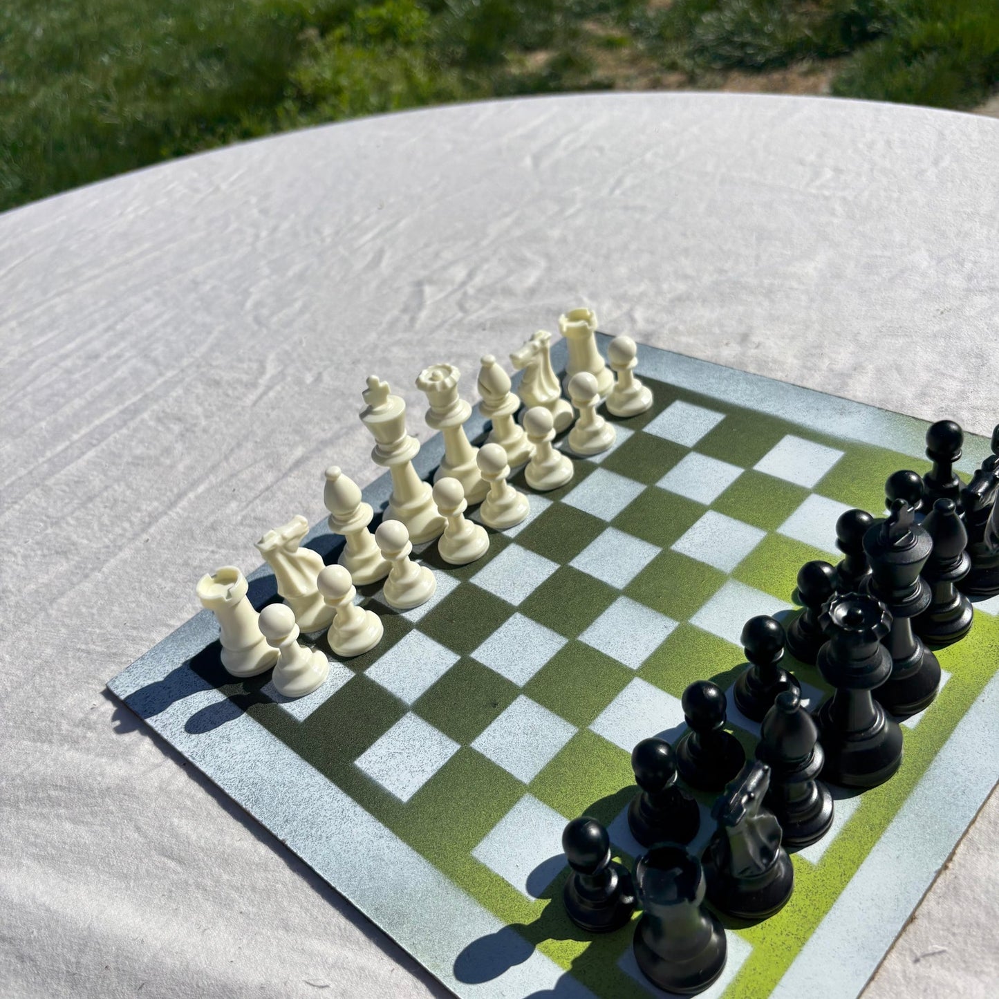 Lime Green Fade - Painted Chess Set