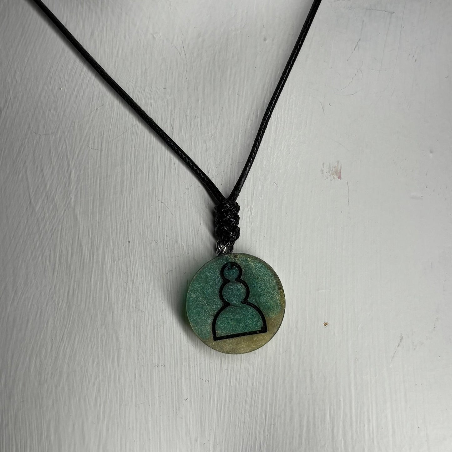 Meshed Green Pawn - Handmade Resin Chess Necklace
