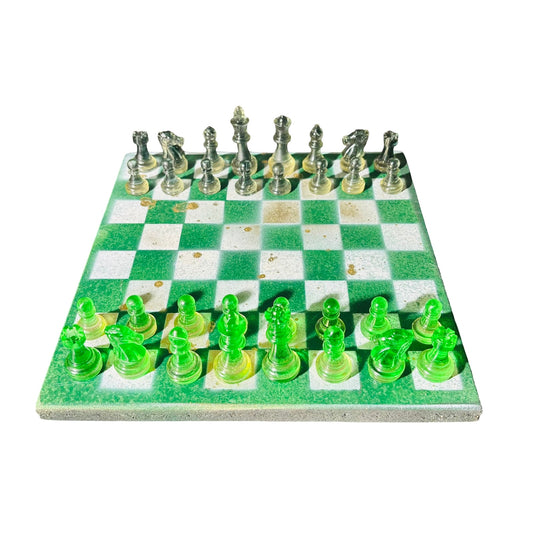 Goldish Green - Painted Chess Set