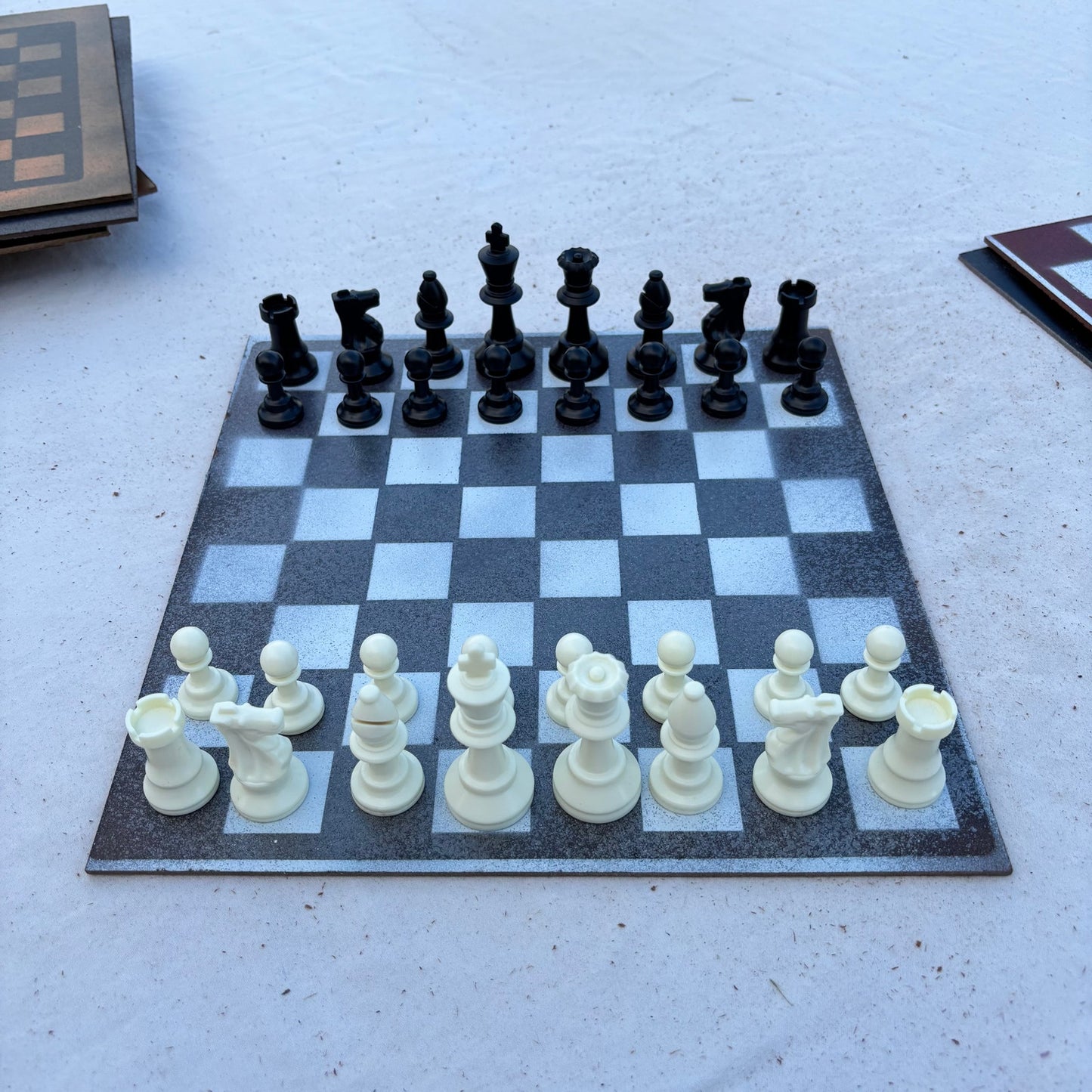 Gray & White - Painted Chess Set