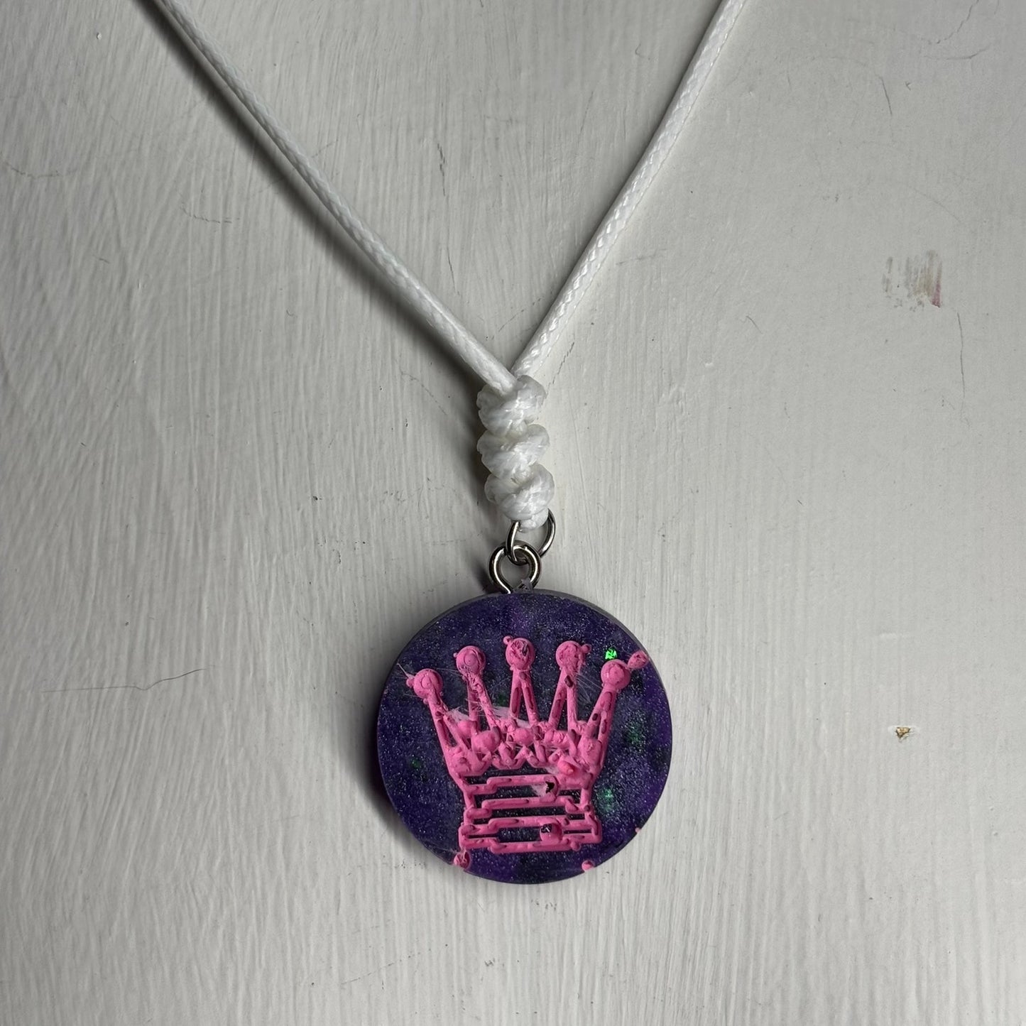 Space Pink Queen - Handmade Resin Chess Necklace