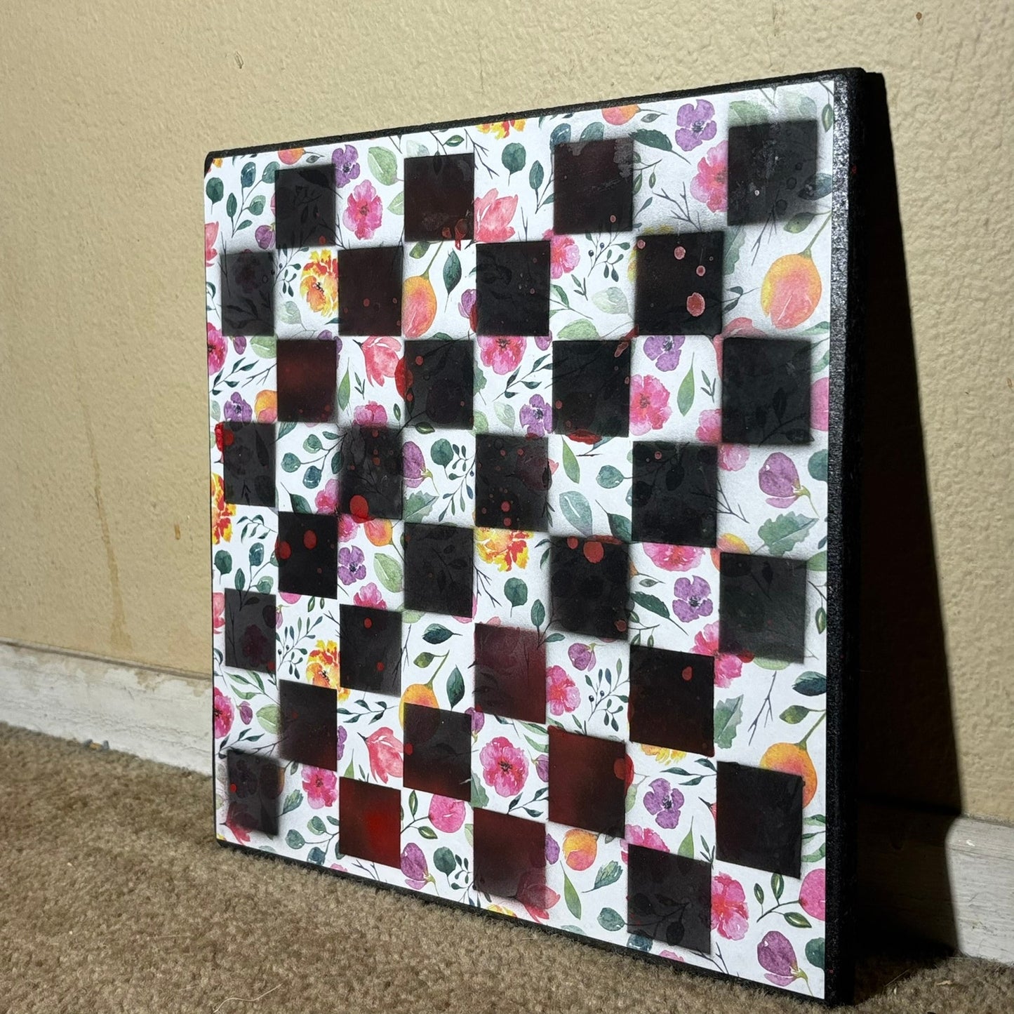 Colorful Flowers Splash - Scrapbook Chess Board