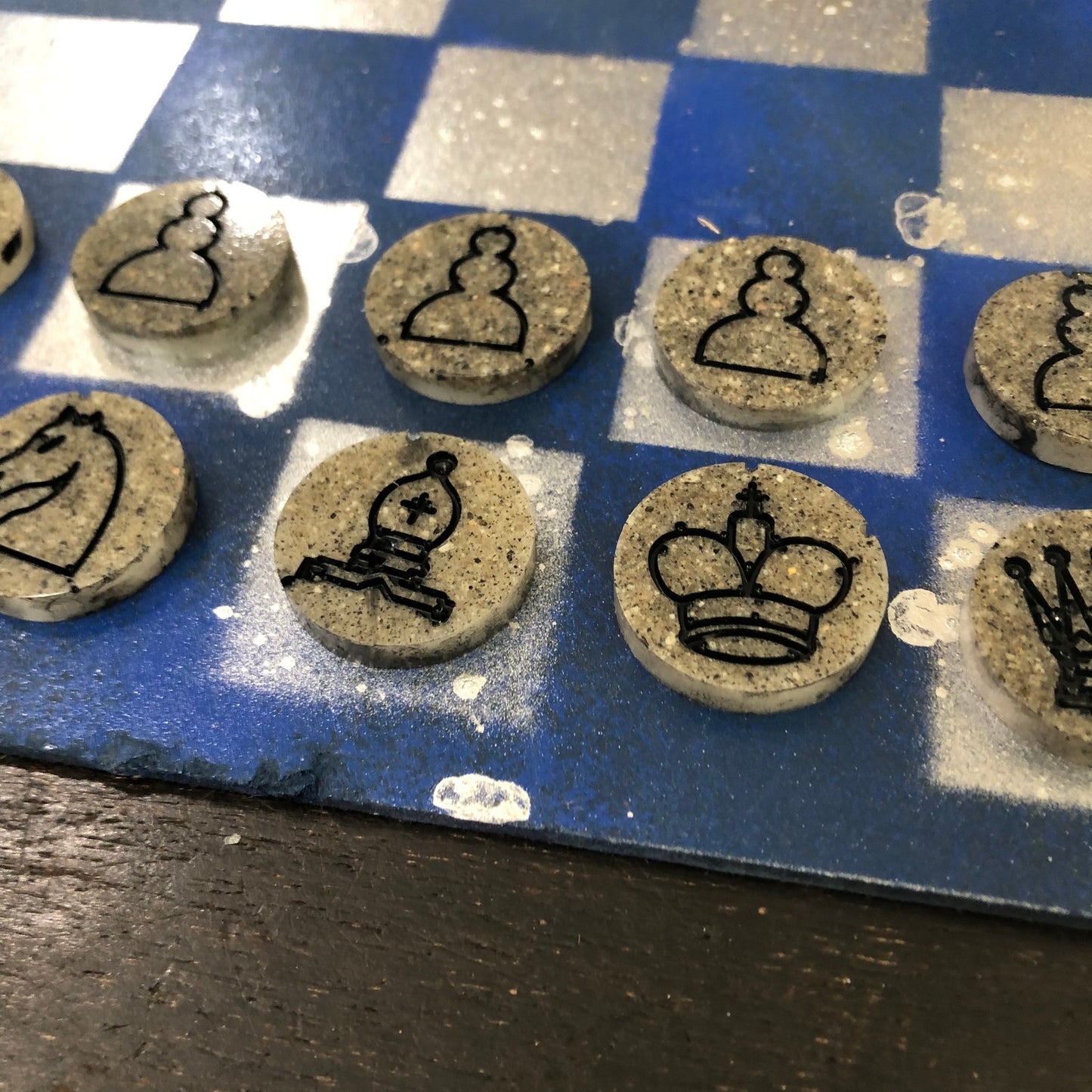 Silver Blue - Painted Chess Set