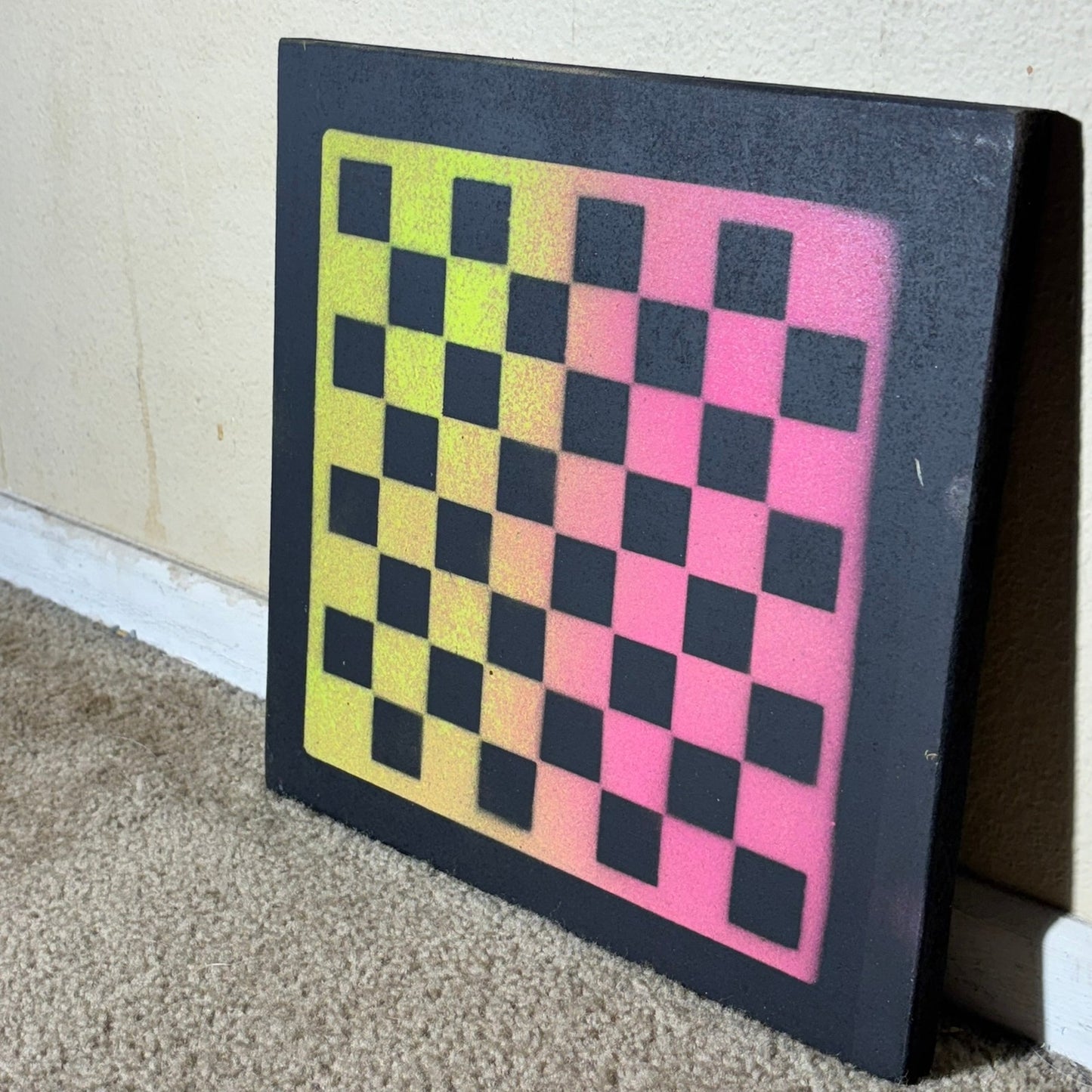 Lime Green Pink - Painted Chess Board