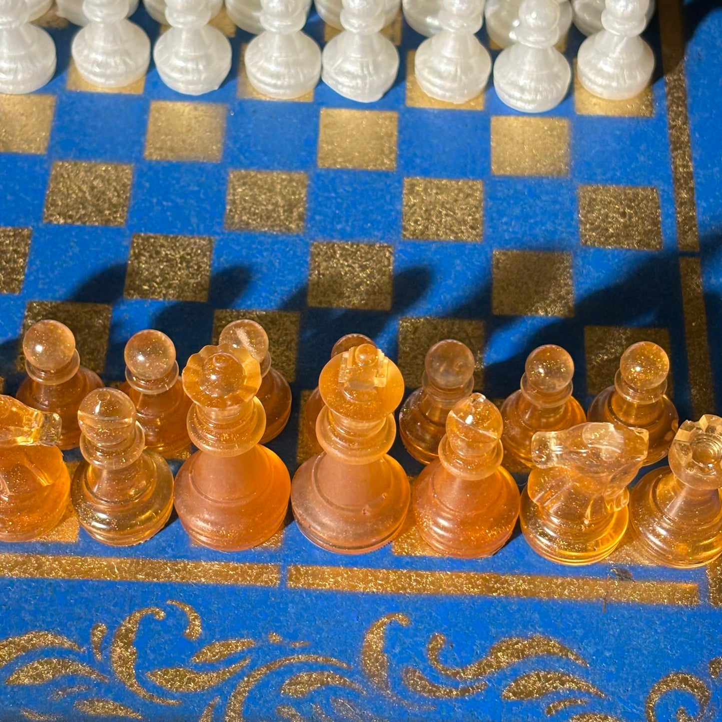 Supreme Blue & Gold- Painted Chess Set