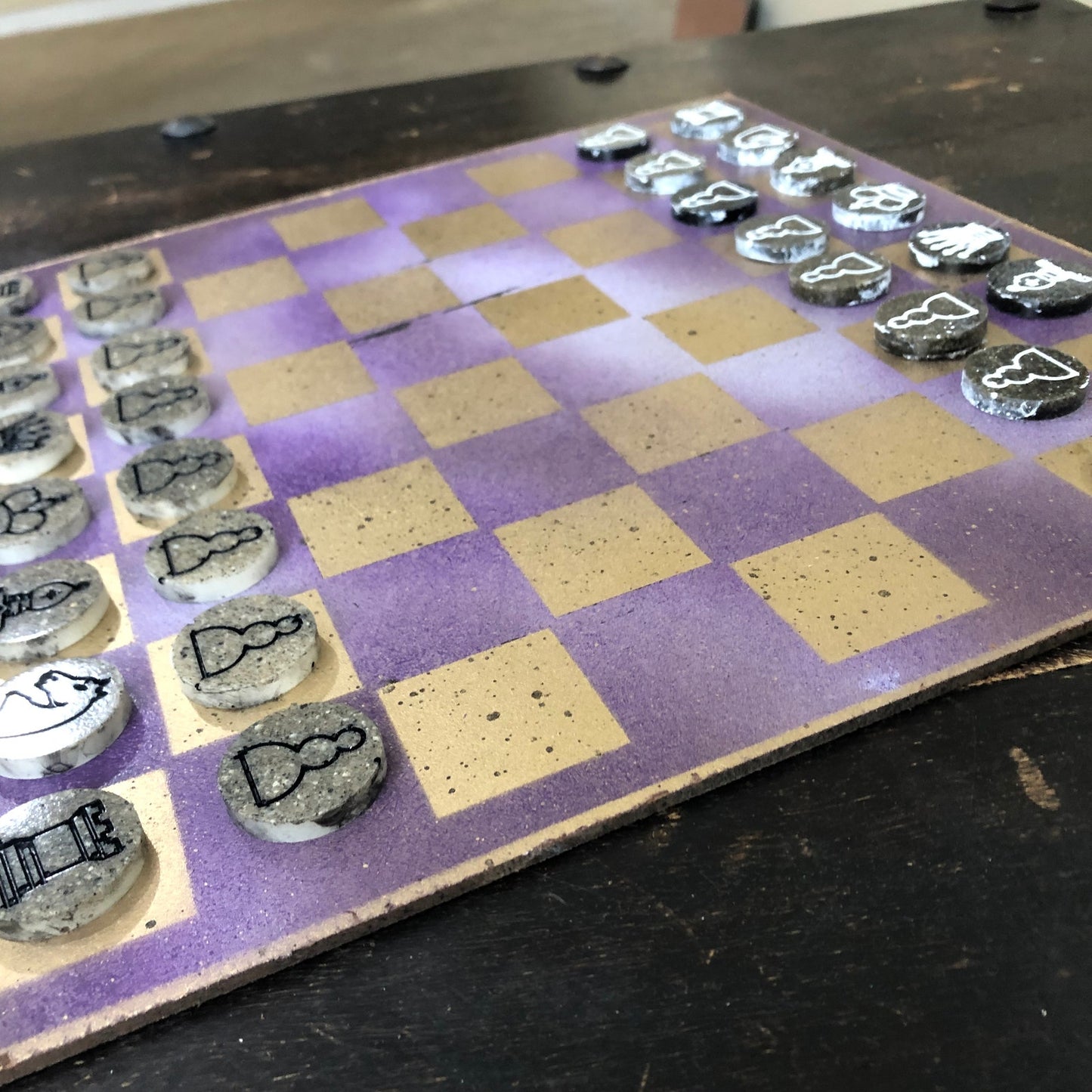 Purple Gold - Painted Chess Set