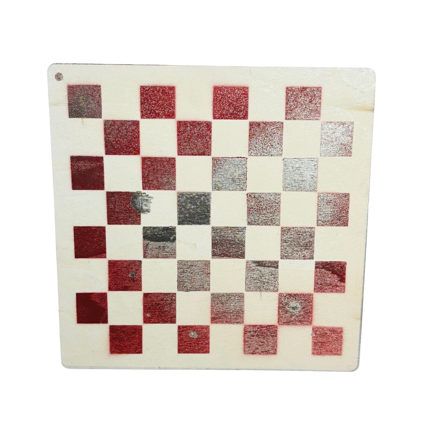 White & Red Chrome - Painted Thin Wooden Chess Board