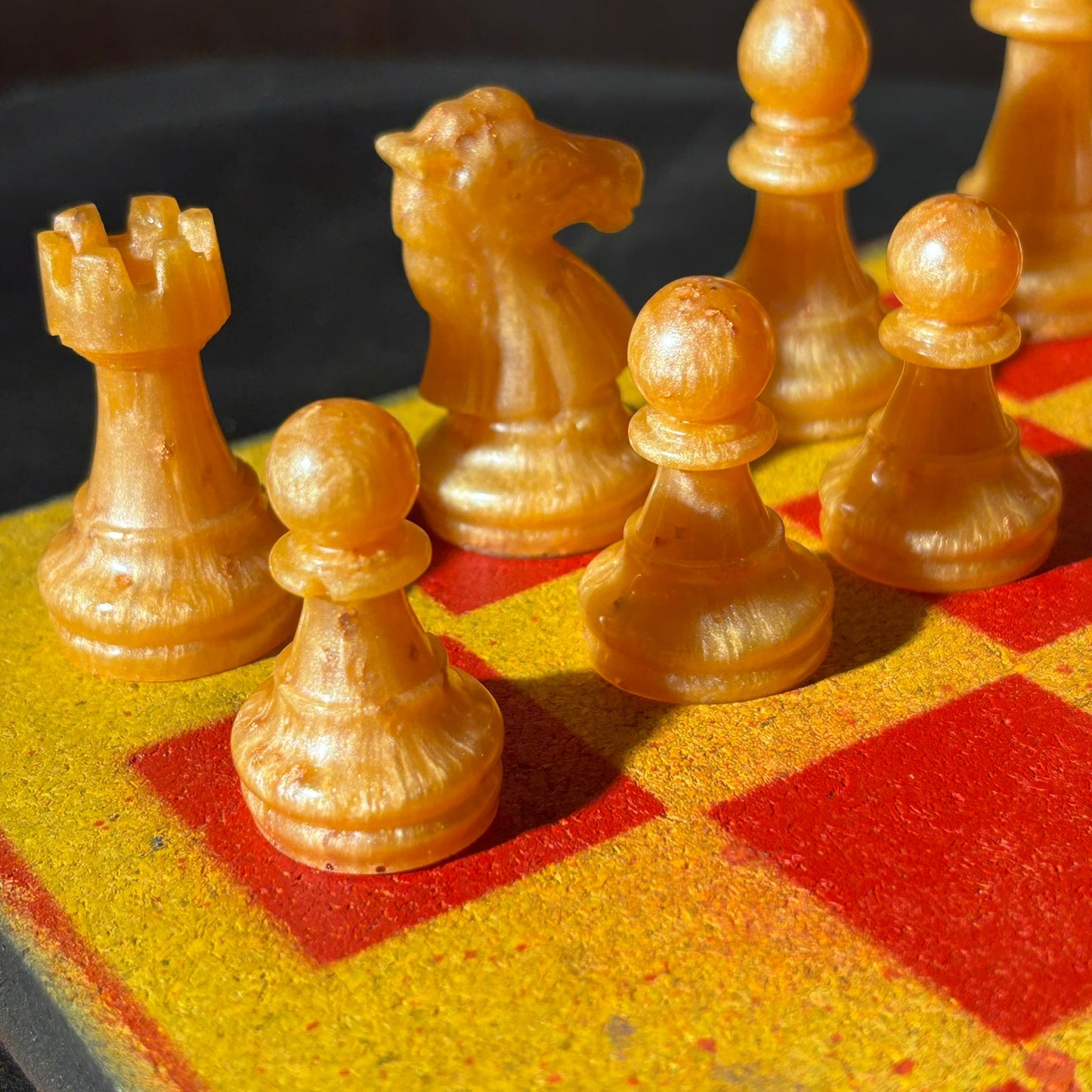 Spartan Golden Red - Painted Chess Set