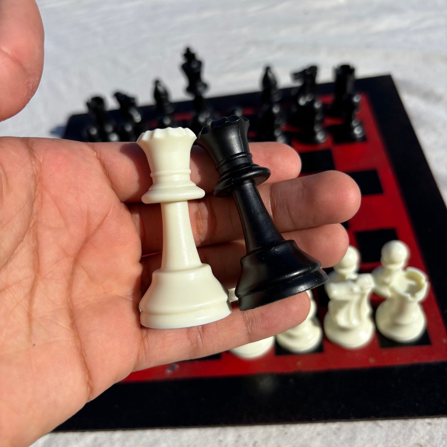 Simple Red - Painted Chess Set