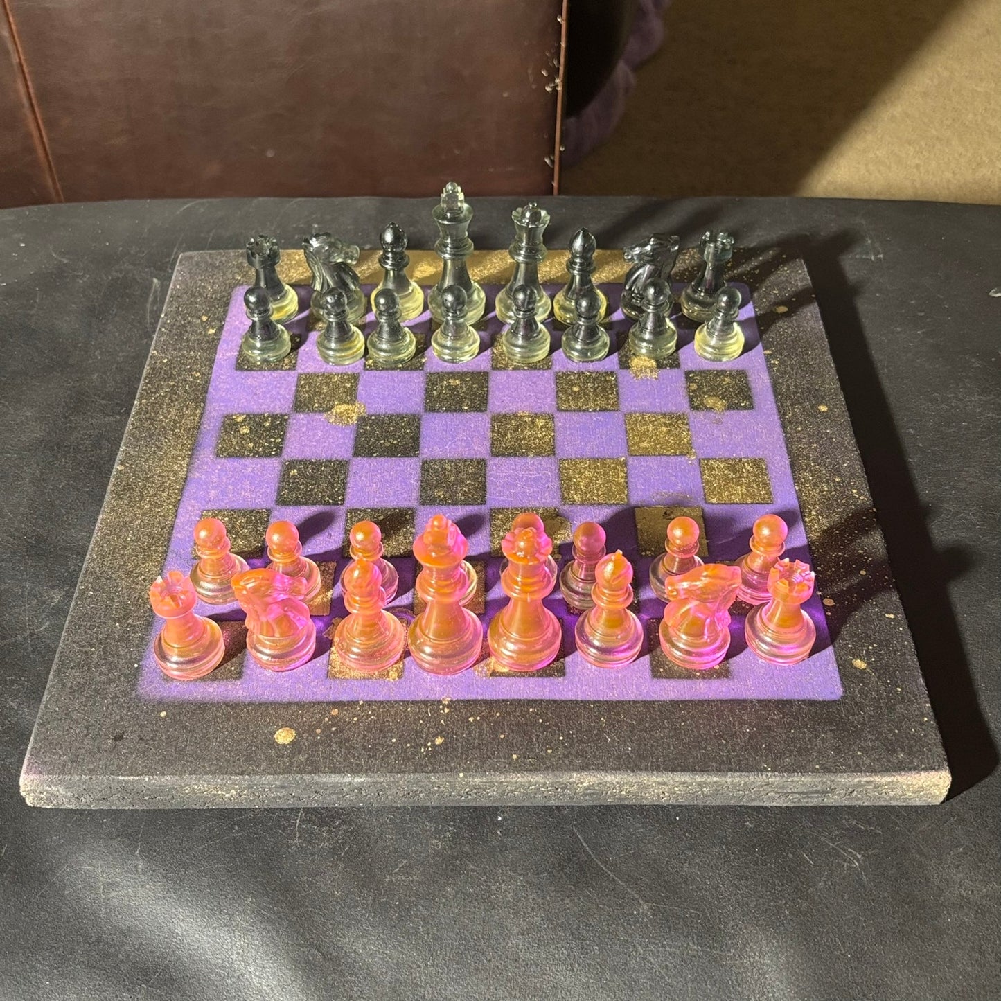 Cosmic Purple & Pink - Painted Chess Set
