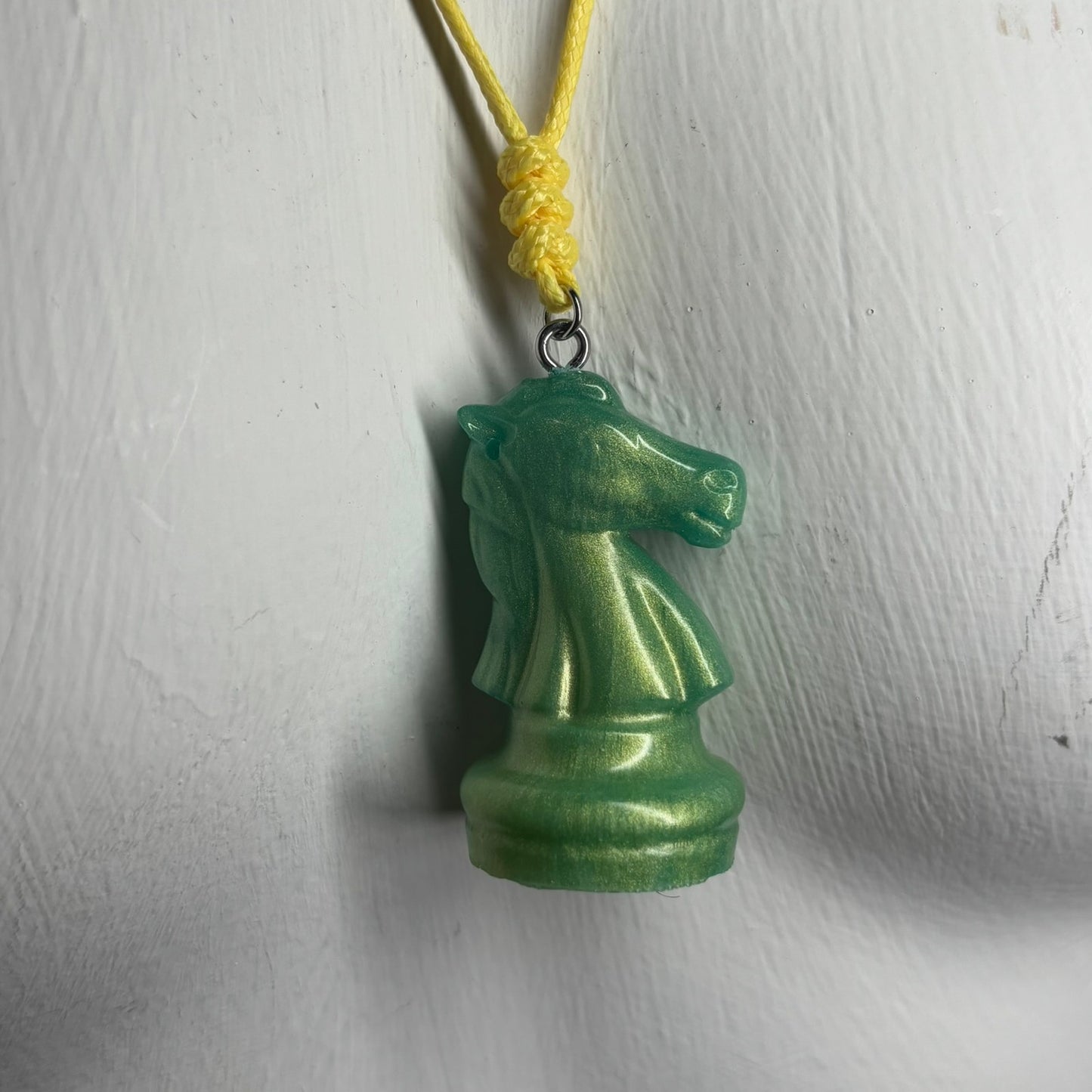 Green Solid Knight - Handmade Resin Chess Necklace