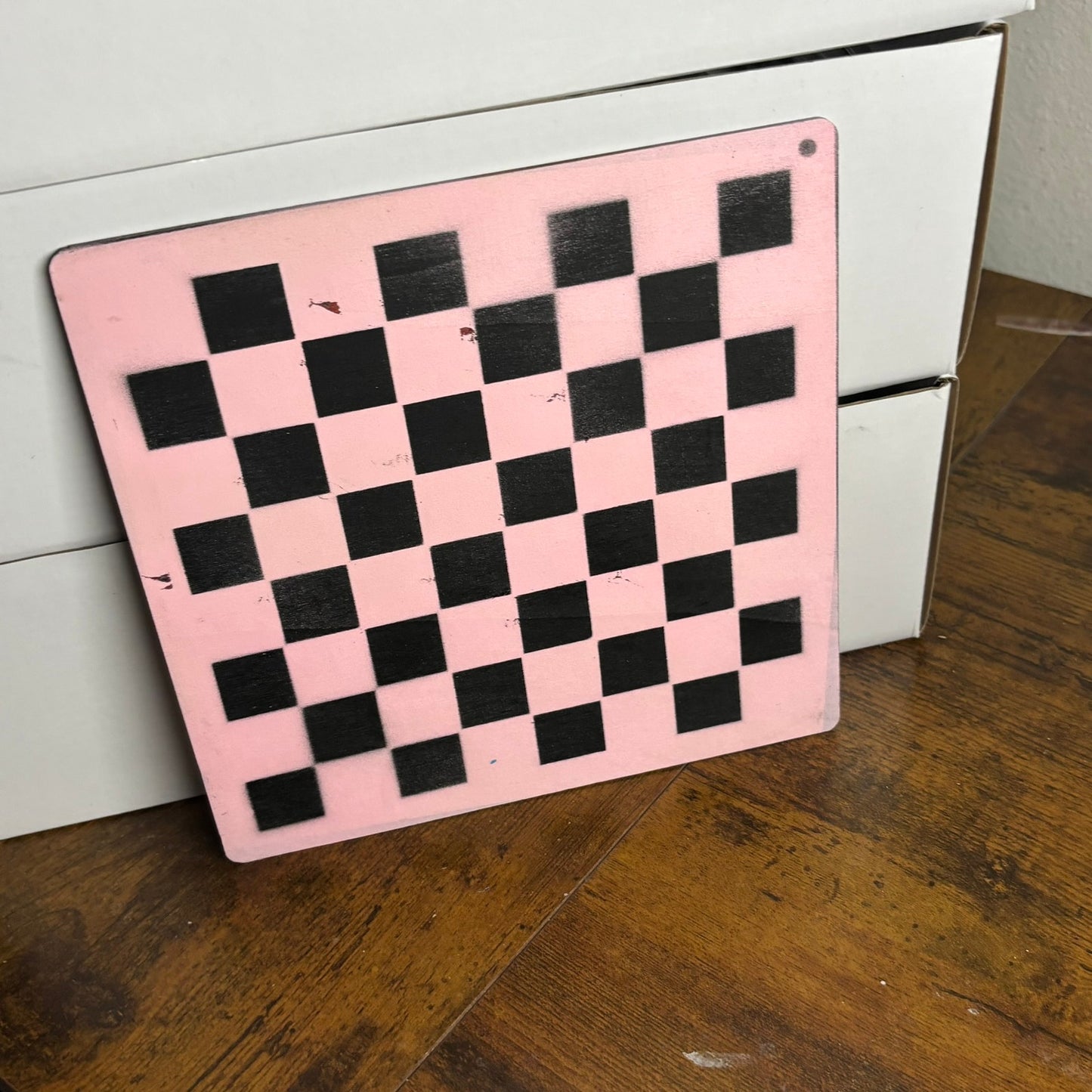 Pink & Black - Painted Thin Wooden Chess Board