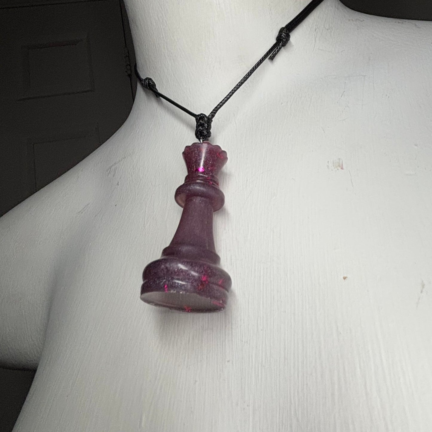 Dark Purple Queen - Handmade Resin Chess Necklace