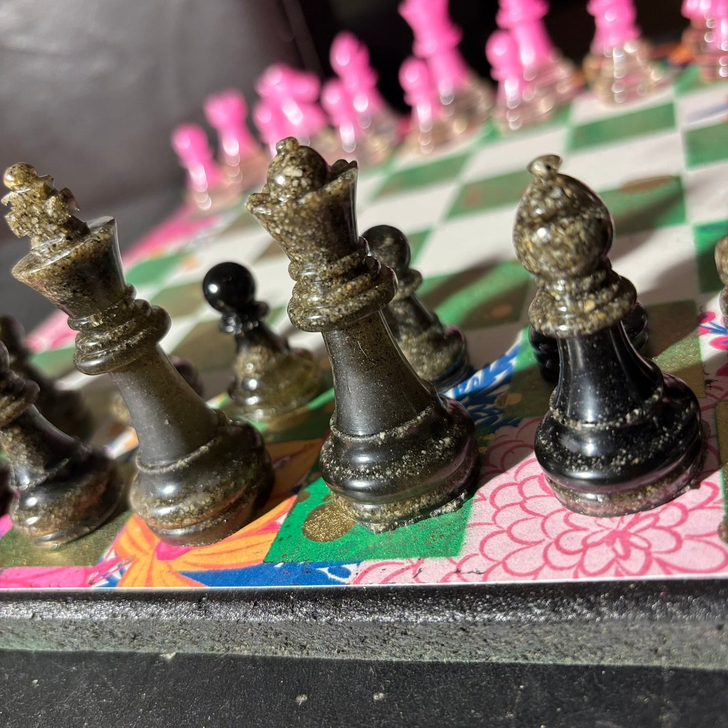 Vibrant Pink & Green - Scrapbook Chess Set