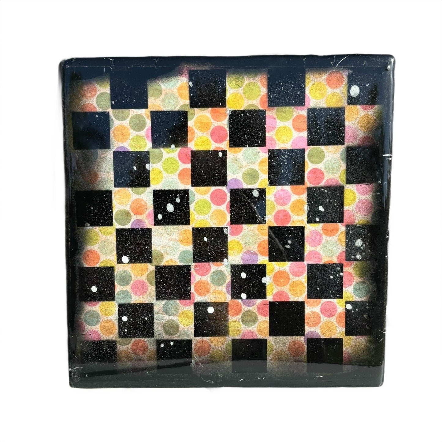Rainbow Dots - Resin Coated Chess Board