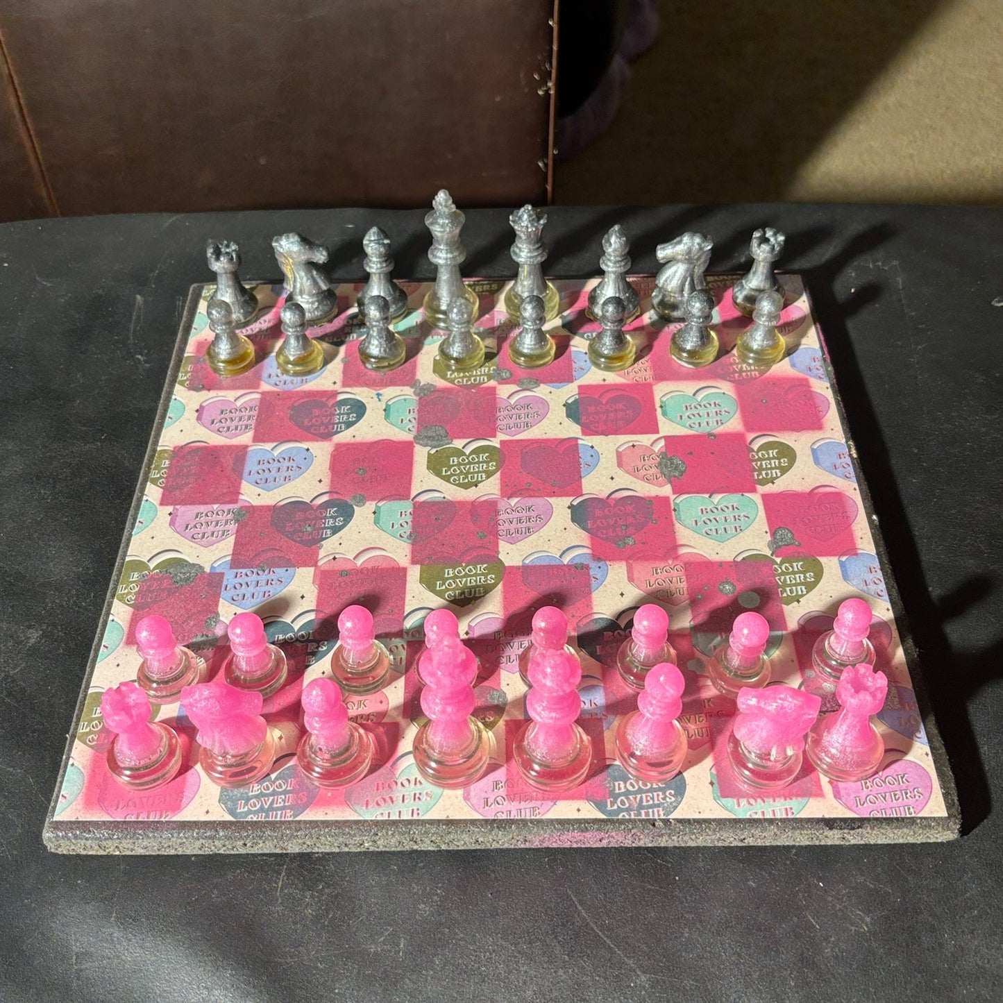 Pink Hearts - Scrapbook Chess Set