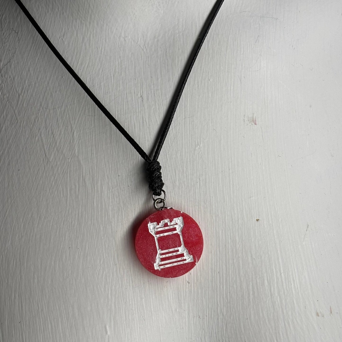 Red Rook - Handmade Resin Chess Necklace