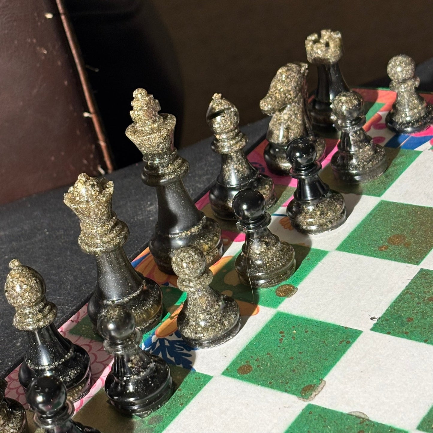 Vibrant Pink & Green - Scrapbook Chess Set