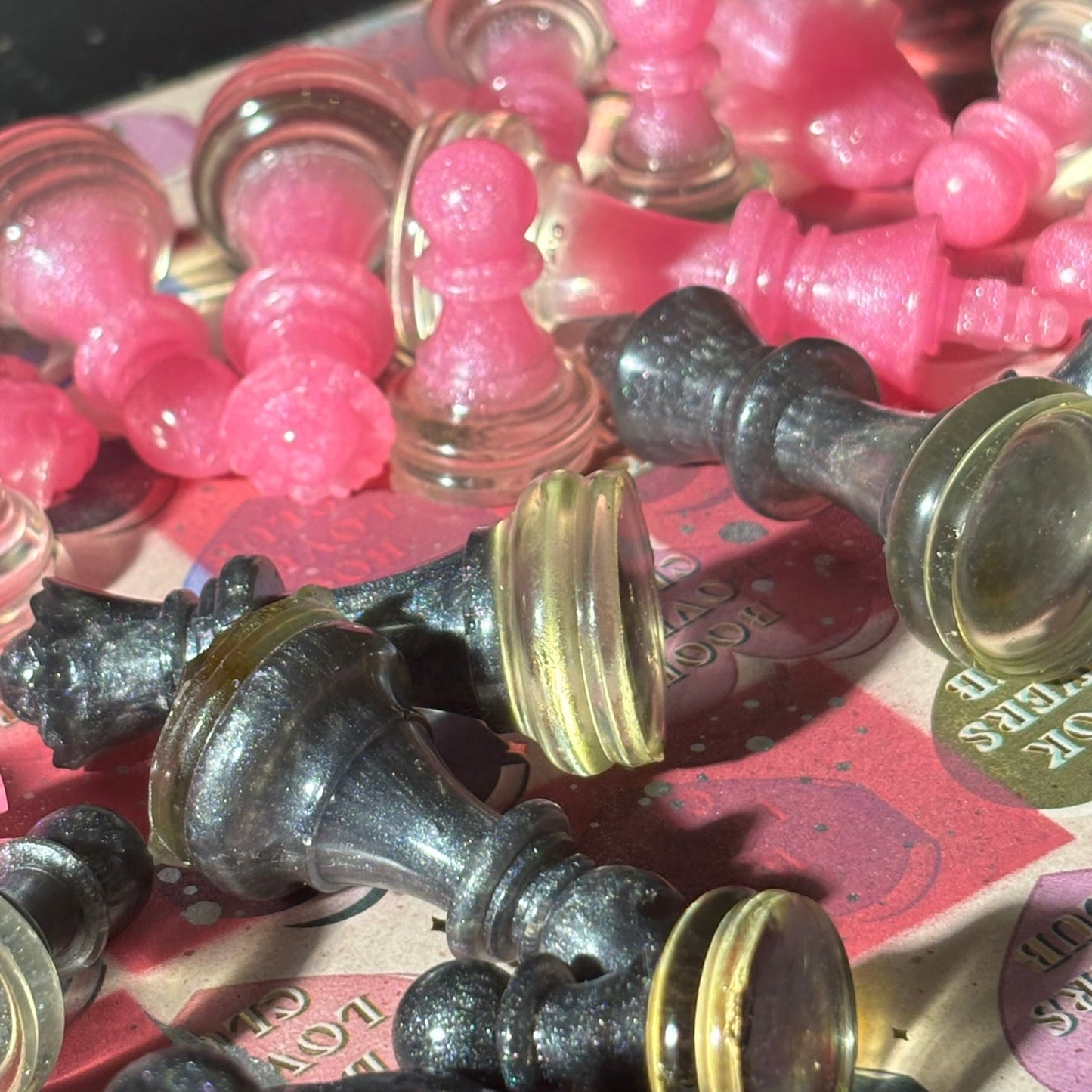 Pink Hearts - Scrapbook Chess Set