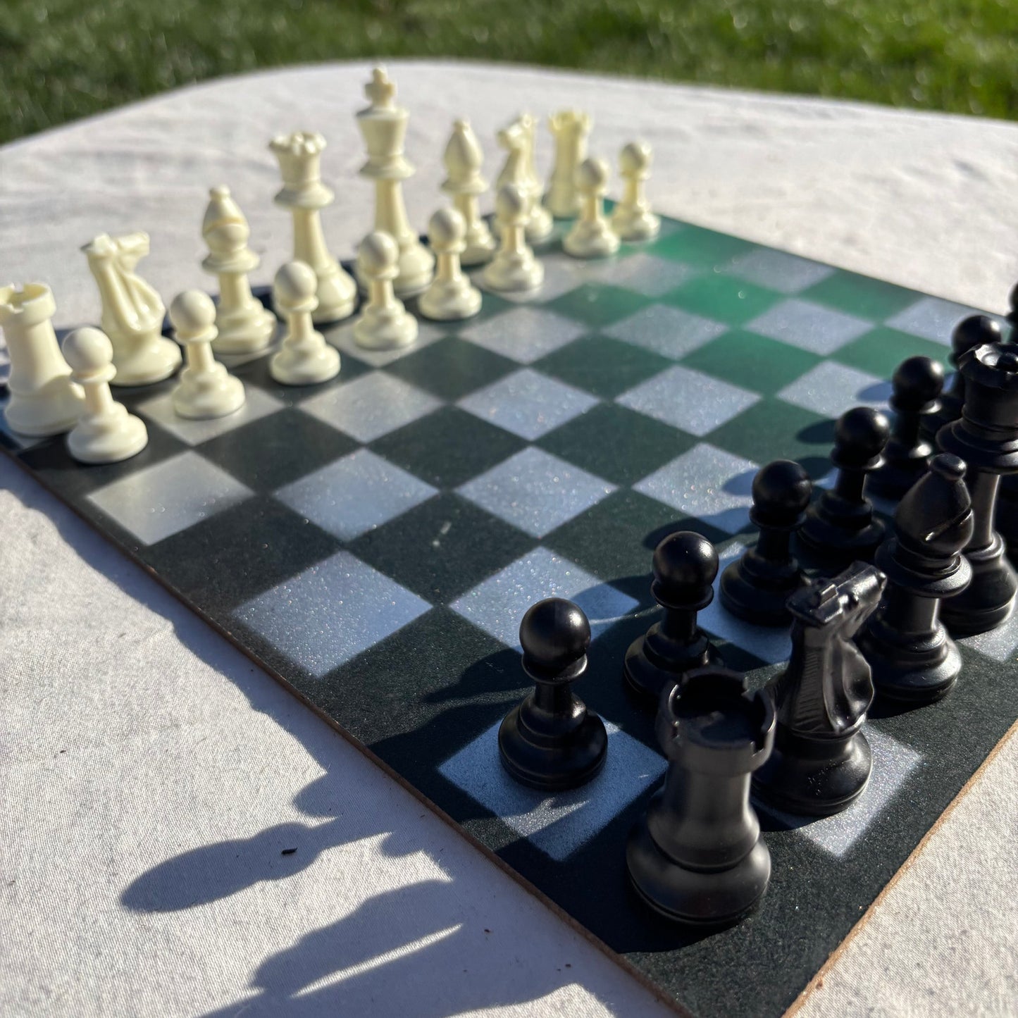 Chrome Green - Painted Chess Set