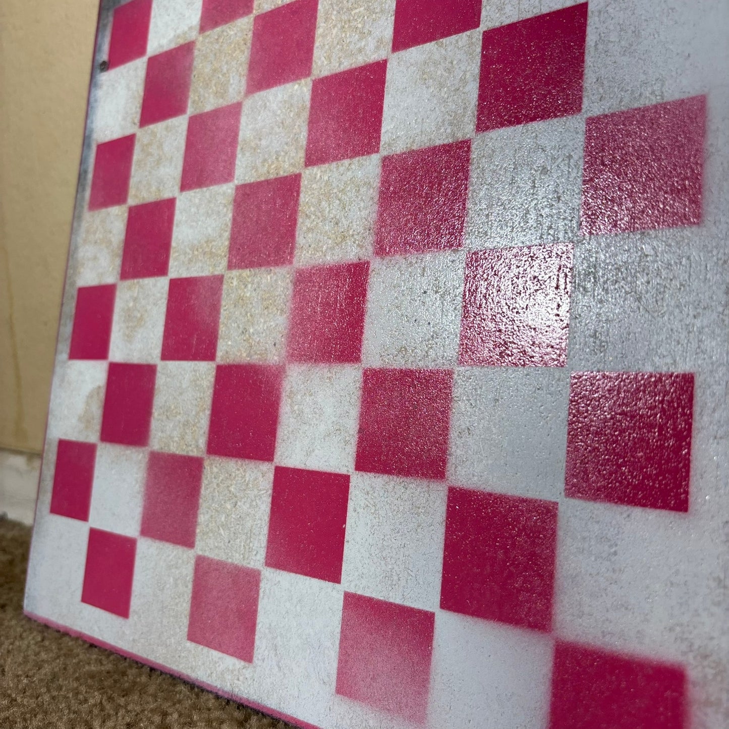Pink & White - Painted Chess Board
