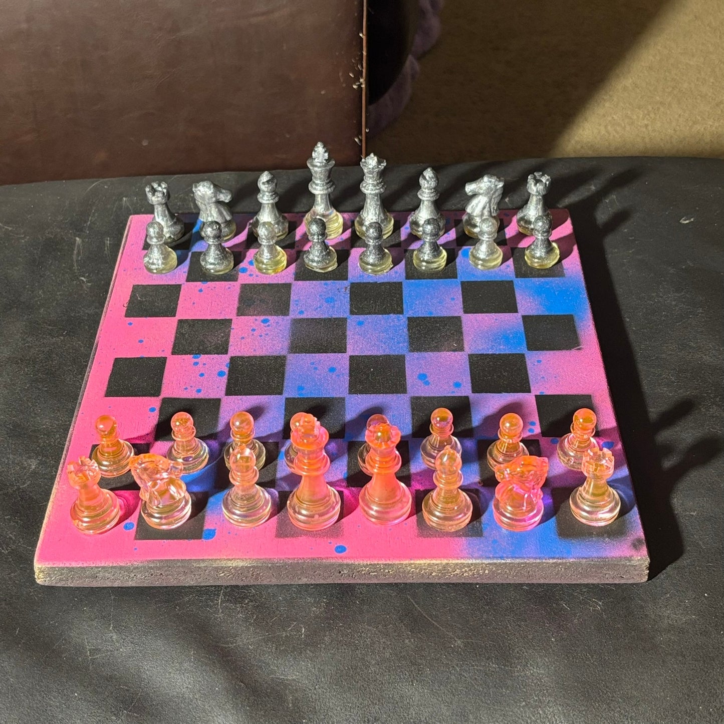 Purple Dripped Space - Painted Chess Set
