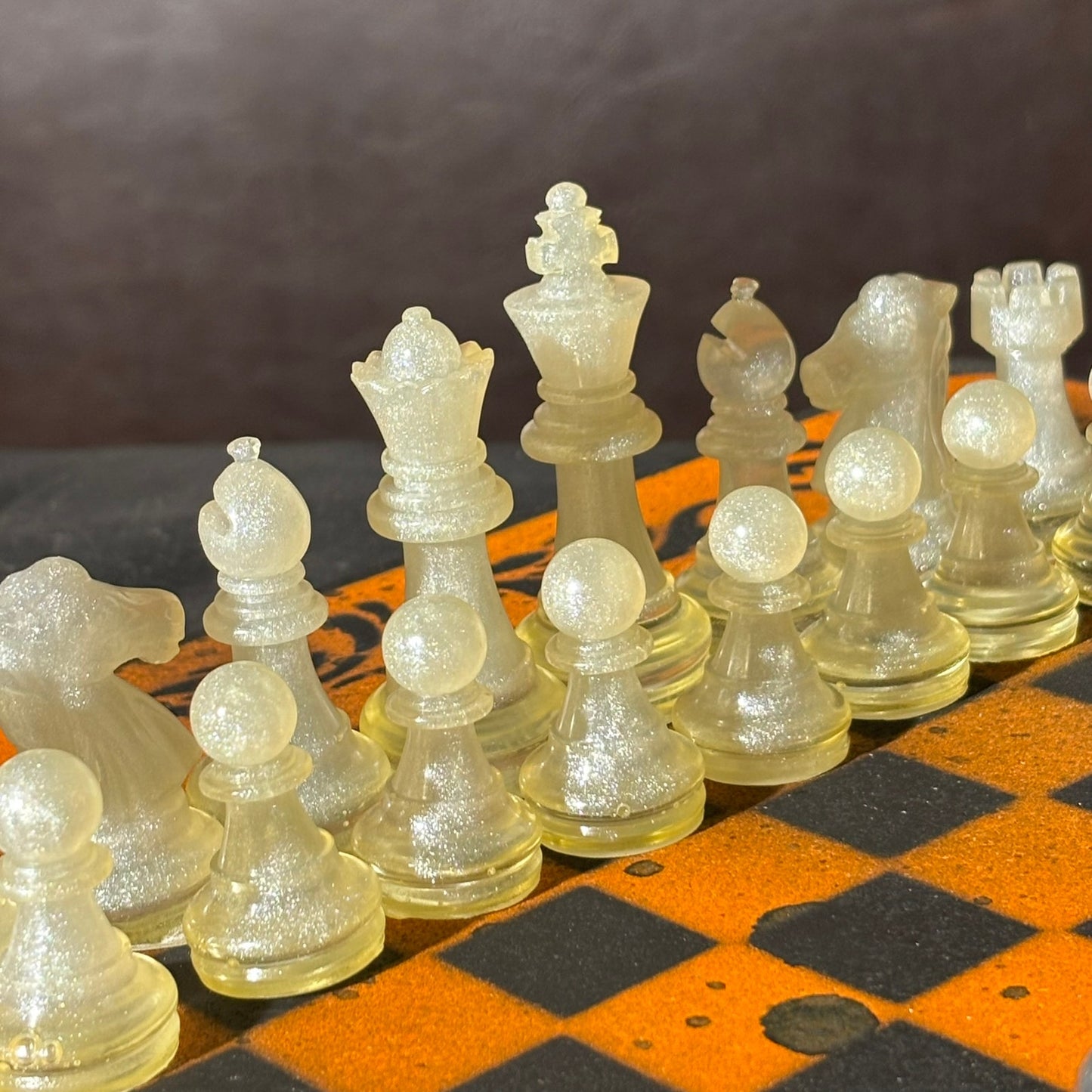 Orange & Black - Painted Chess Set