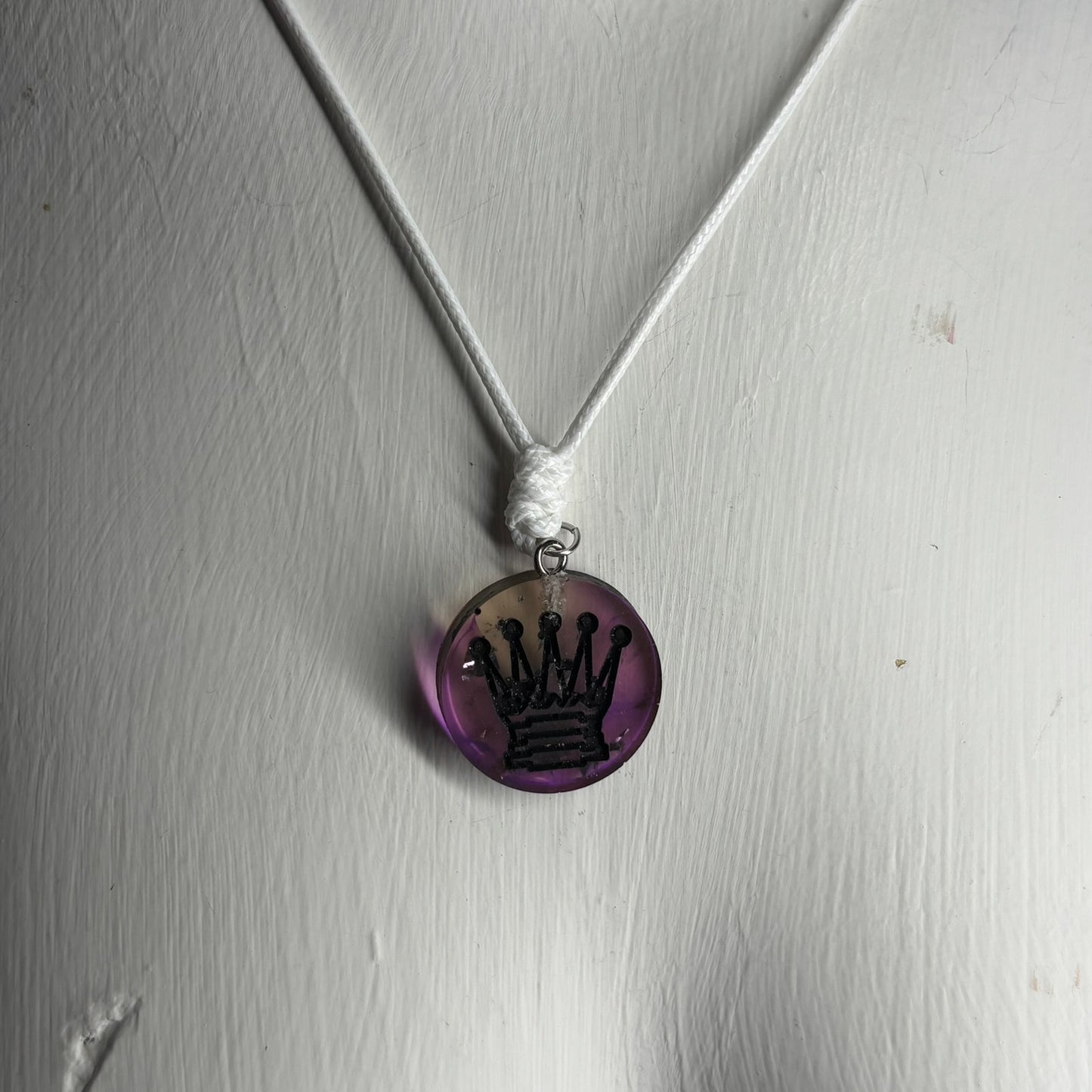 Purple Swirl Queen - Handmade Resin Chess Necklace