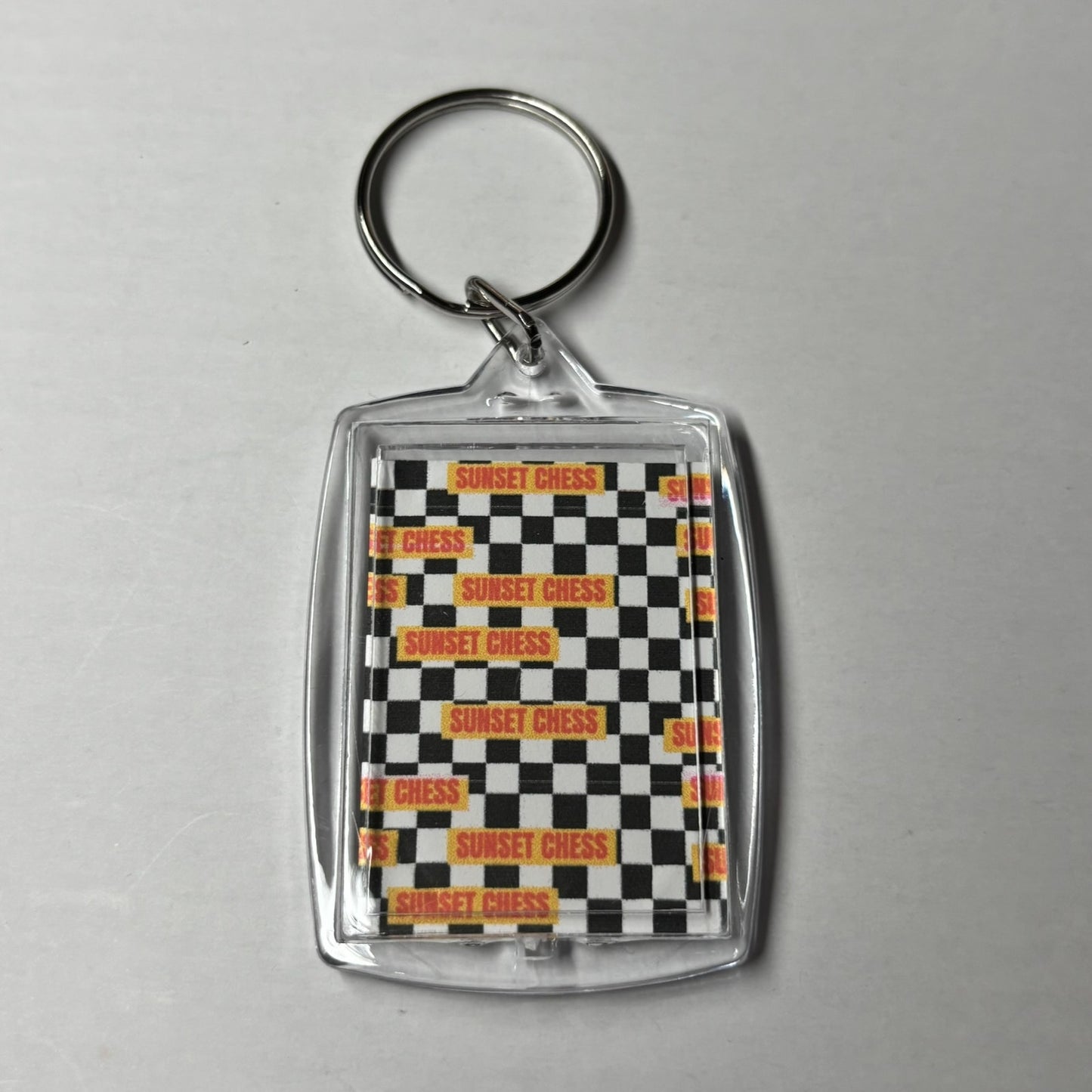Blue Robots - Sunset Chess Photo Keychain