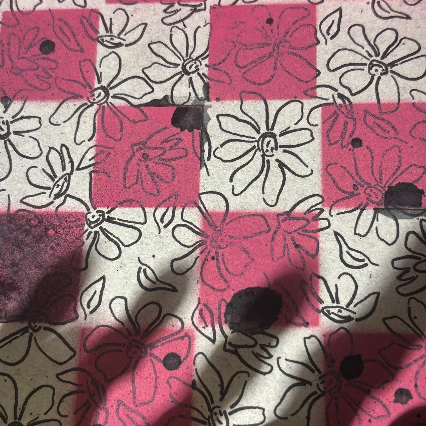 Pink & White Sketch - Scrapbook Chess Set