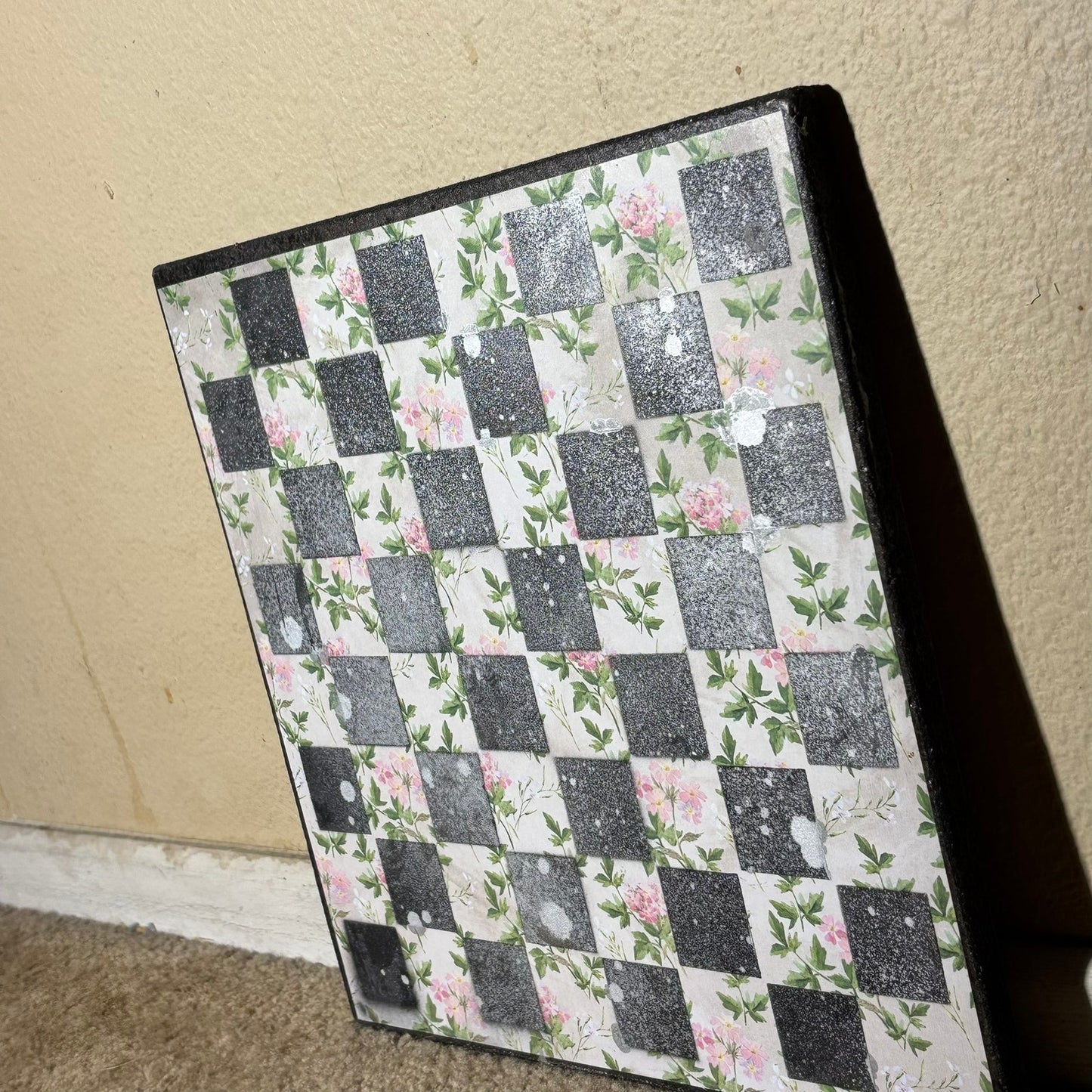 Chrome Mist Flowers - Scrapbook Chess Board