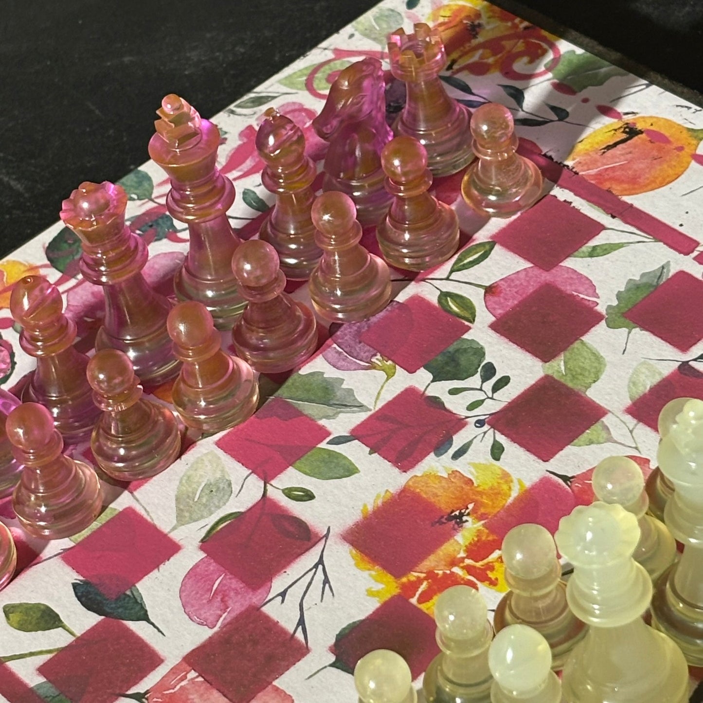 Supreme Pink Flowers - Scrapbook Chess Set