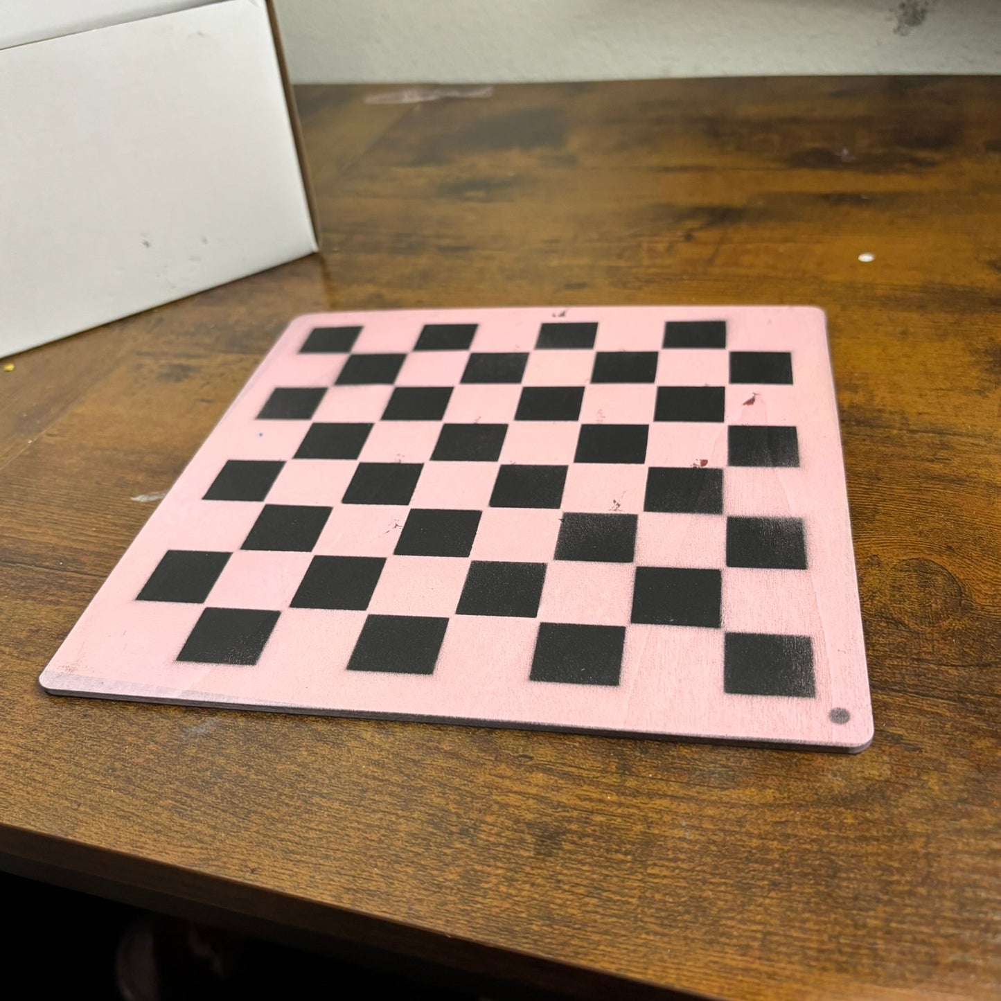 Pink & Black - Painted Thin Wooden Chess Board