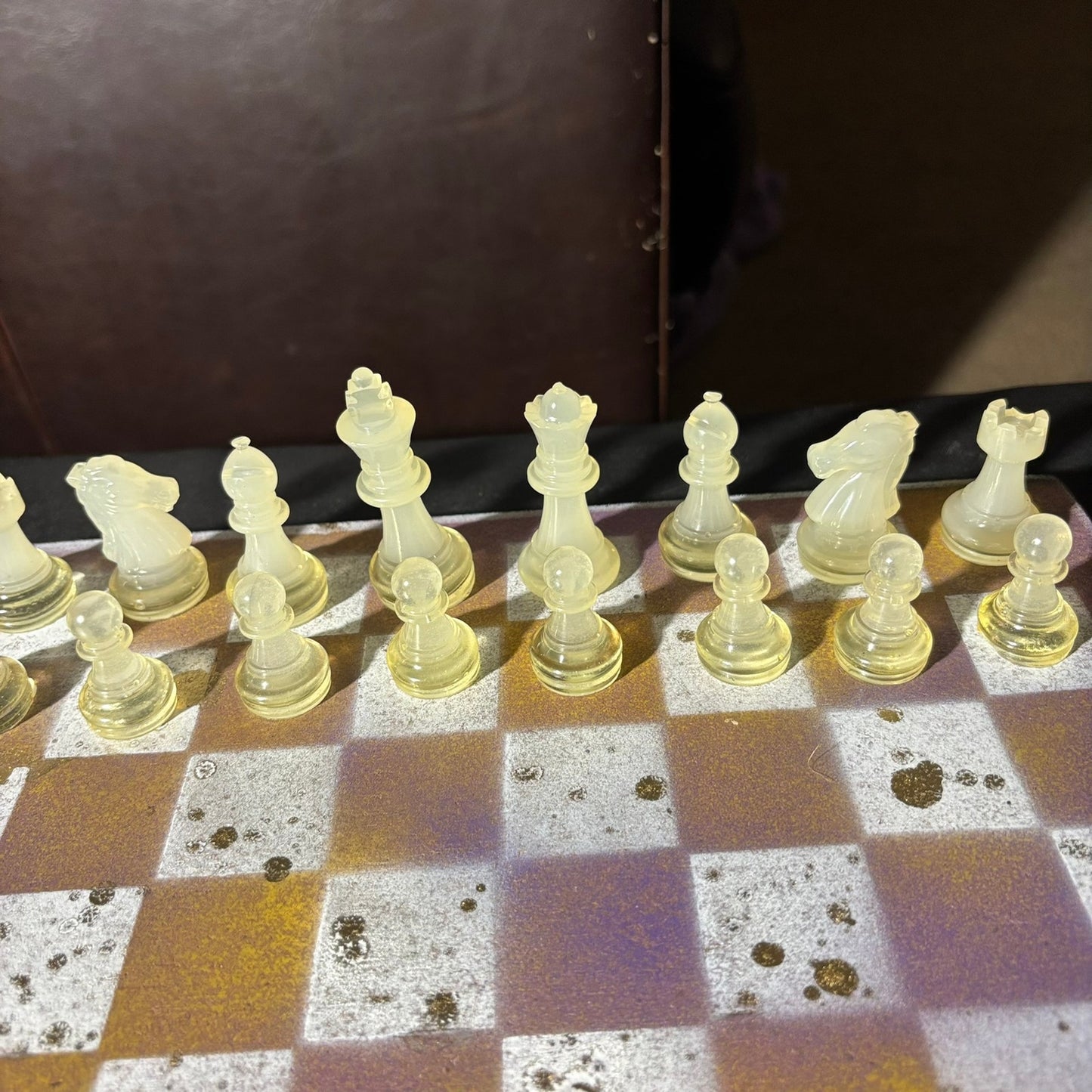 Purple & Yellow Mesh - Painted Chess Set
