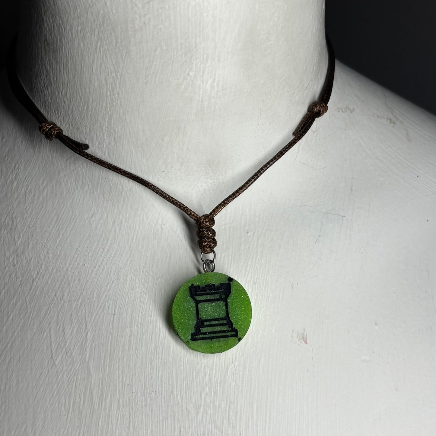 Green Rook - Handmade Resin Chess Necklace