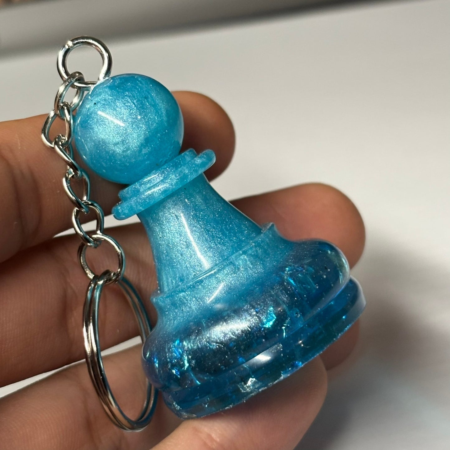 Frozen Blue Pawn - Handmade Resin Keychain - Large Edition