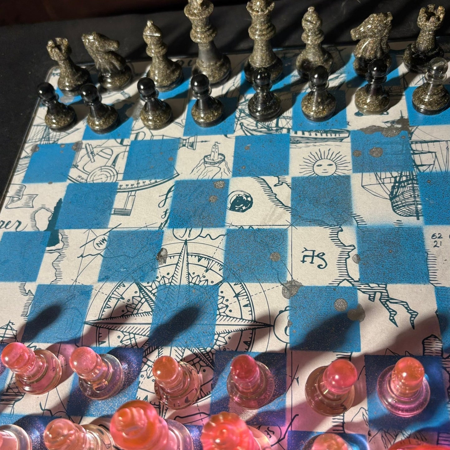 Seas Blue Explorer- Scrapbook Chess Set