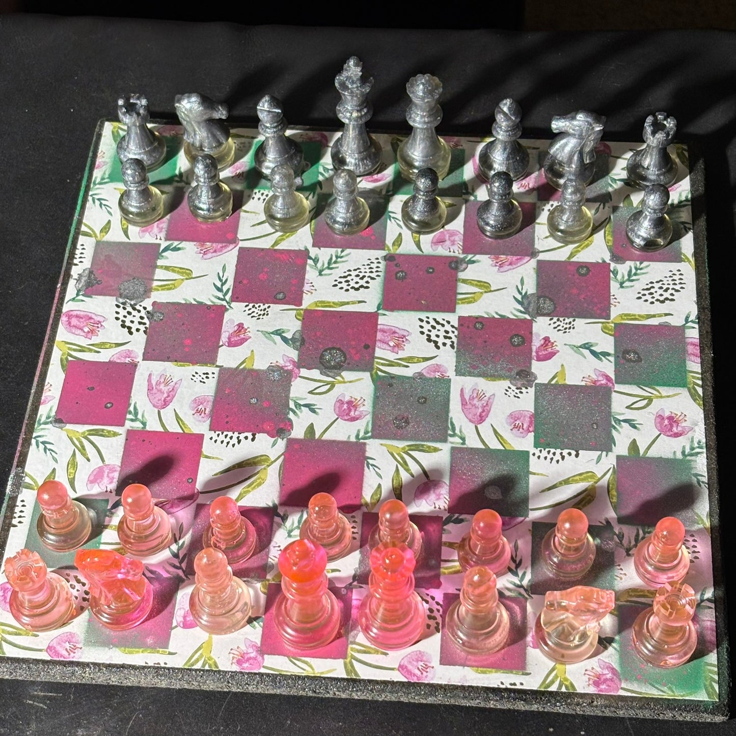 Vibrant Pink Lush - Scrapbook Chess Set