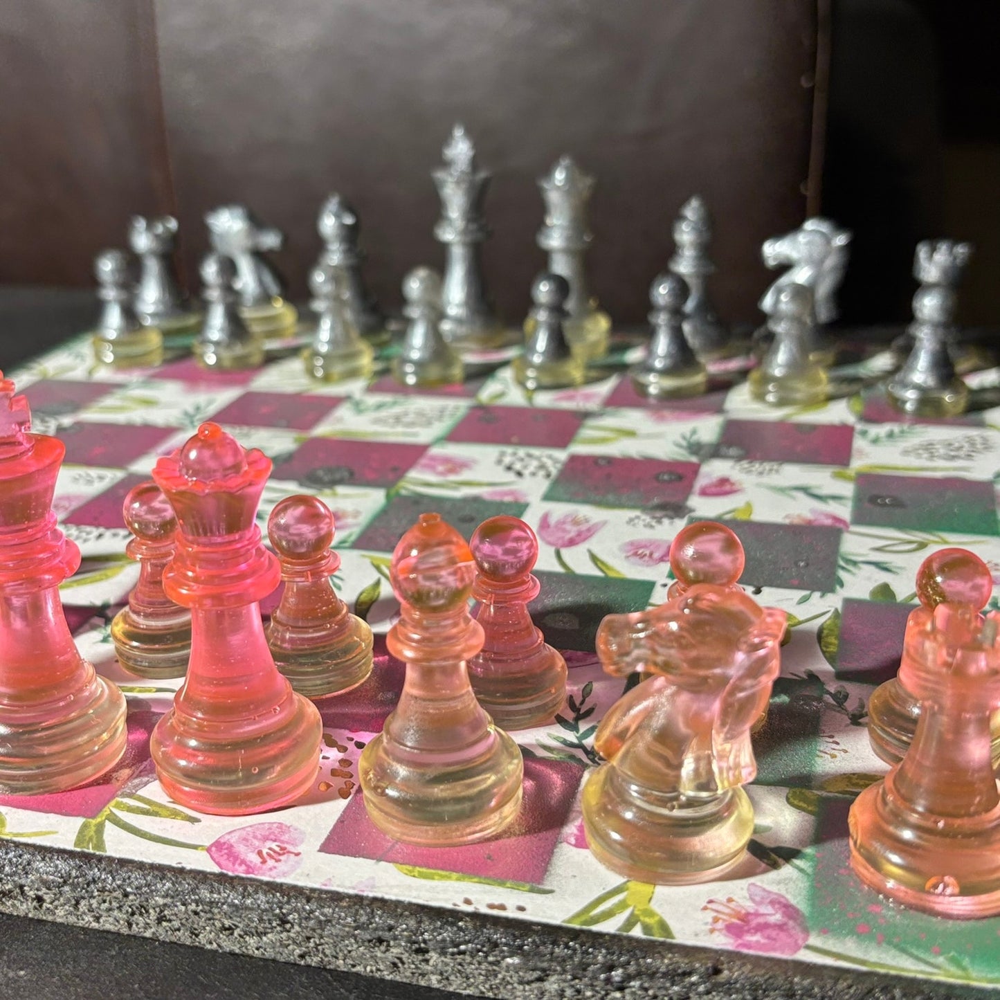 Vibrant Pink Lush - Scrapbook Chess Set